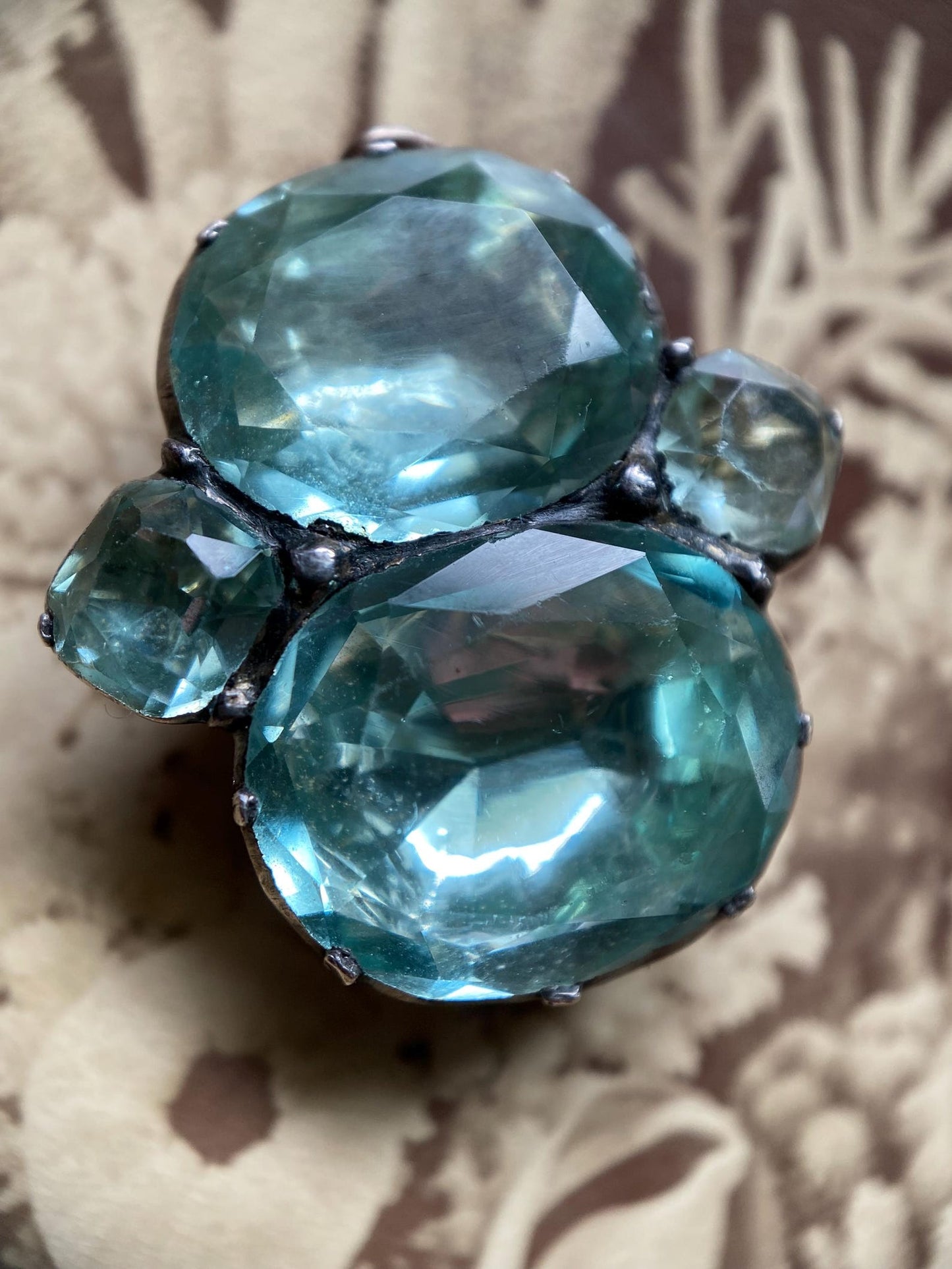 Antique Georgian Queen Anne Glacier Blue Foiled Aquamarine Paste Pendant Conversion in Silver c. 1750, Earring, 18th Century, Rare Jewelry
