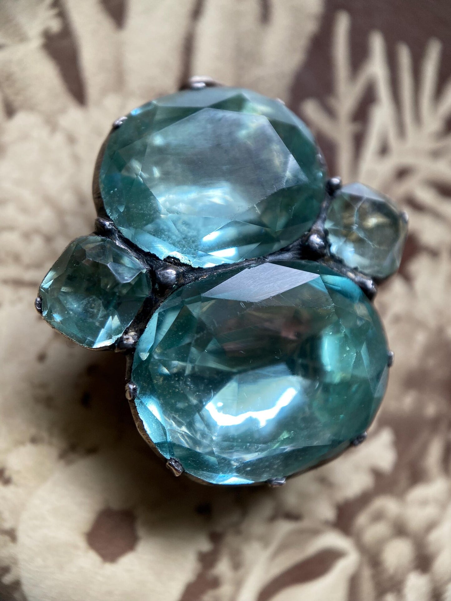 Antique Georgian Queen Anne Glacier Blue Foiled Aquamarine Paste Pendant Conversion in Silver c. 1750, Earring, 18th Century, Rare Jewelry