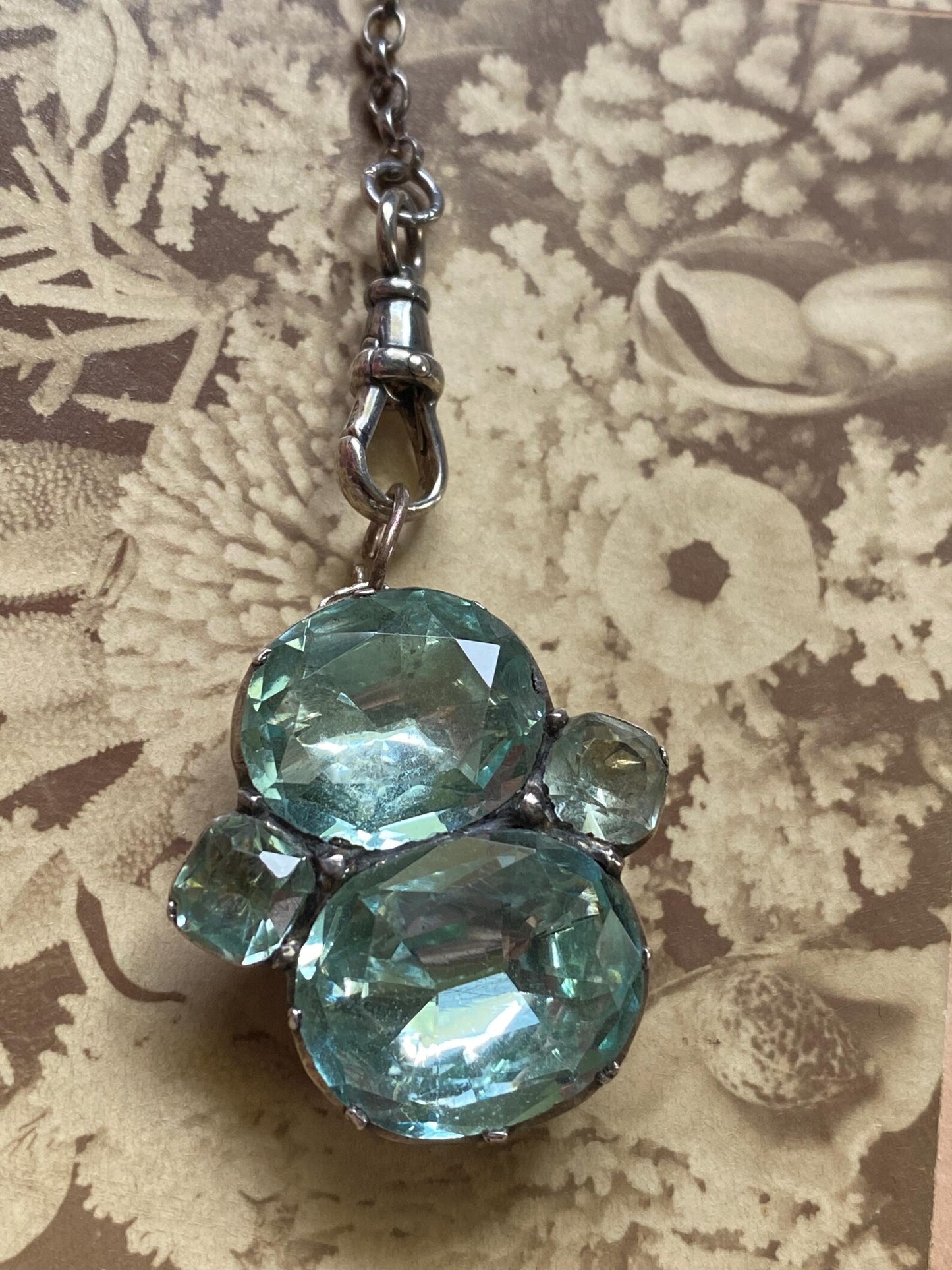 Antique Georgian Queen Anne Glacier Blue Foiled Aquamarine Paste Pendant Conversion in Silver c. 1750, Earring, 18th Century, Rare Jewelry