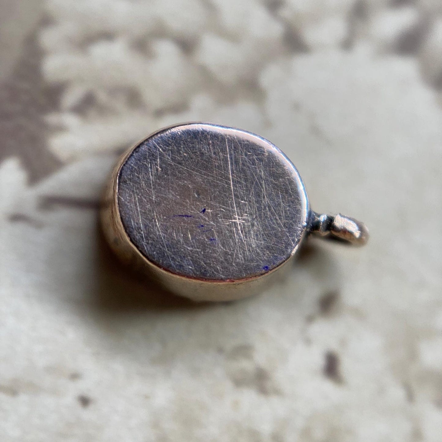 Antique Georgian Oval Flat Cut & Foiled Garnet Mini Charm in Cut Down Collet Settings in 9k Gold, 1800's, Pendant, Dainty, Petite, Miniature