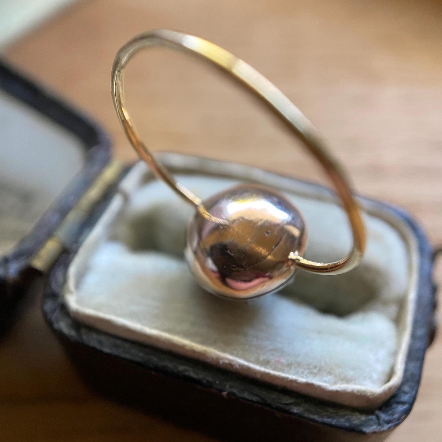 Antique Georgian Crimped & Cut Down Collet Set Foiled Yellow Topaz Round Solitaire in Silver and 14k Gold, 1800's, 19th Century, Engagement