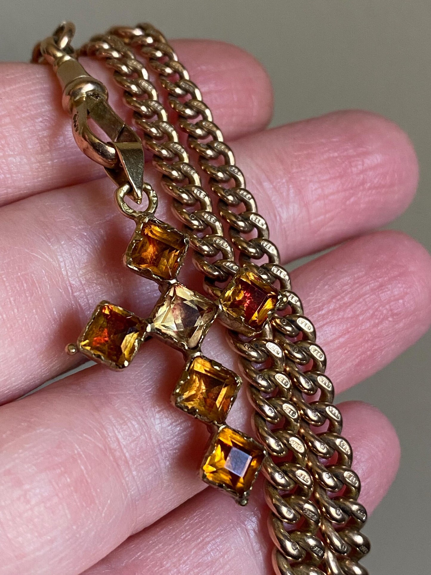 Antique Georgian French Provincial Oil & Vinegar Orange-Red Foiled Citrine Cross Pendant in 18k Gold, 1800's, 19th Century, Devotional, Crucifix, Charm, Necklace,