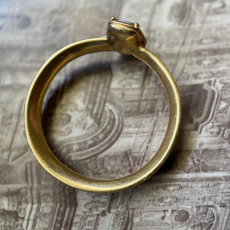 Antique Georgian White Enamel & Rock Crystal Coffin over Hair Mourning Ring c. 1773 in Gold, 1700's, Memorial, 18th Century, Hairwork