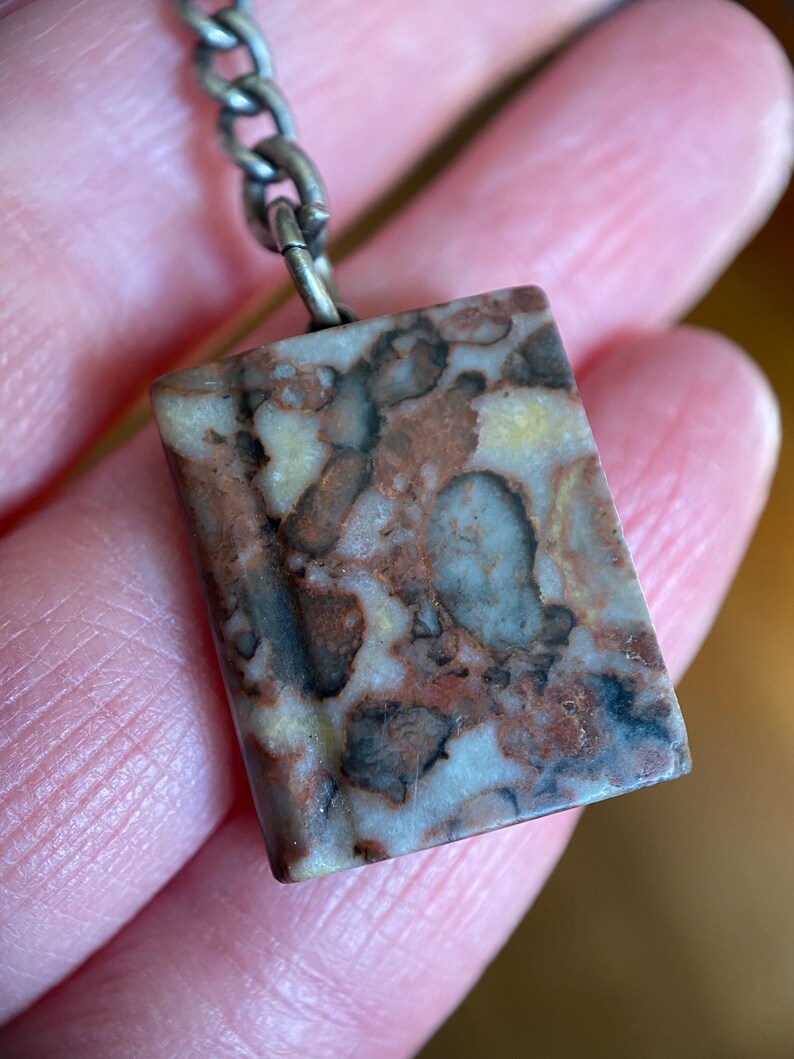 Antique Victorian Carved Granite Book Fob Charm with Solid Silver Watch Chain with Rampant Lion Hallmarks, Pendant, Necklace, Hardstone, Agate, 19th Century, 1800's, Figural, Novelty, Bibliophile