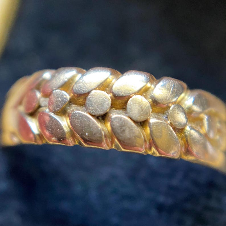 Antique English Victorian Wide 3-Strand Braided Keeper Ring with Full Birmingham Hallmarks in 18k Gold c. 1894, Stacking, Stackable, Band