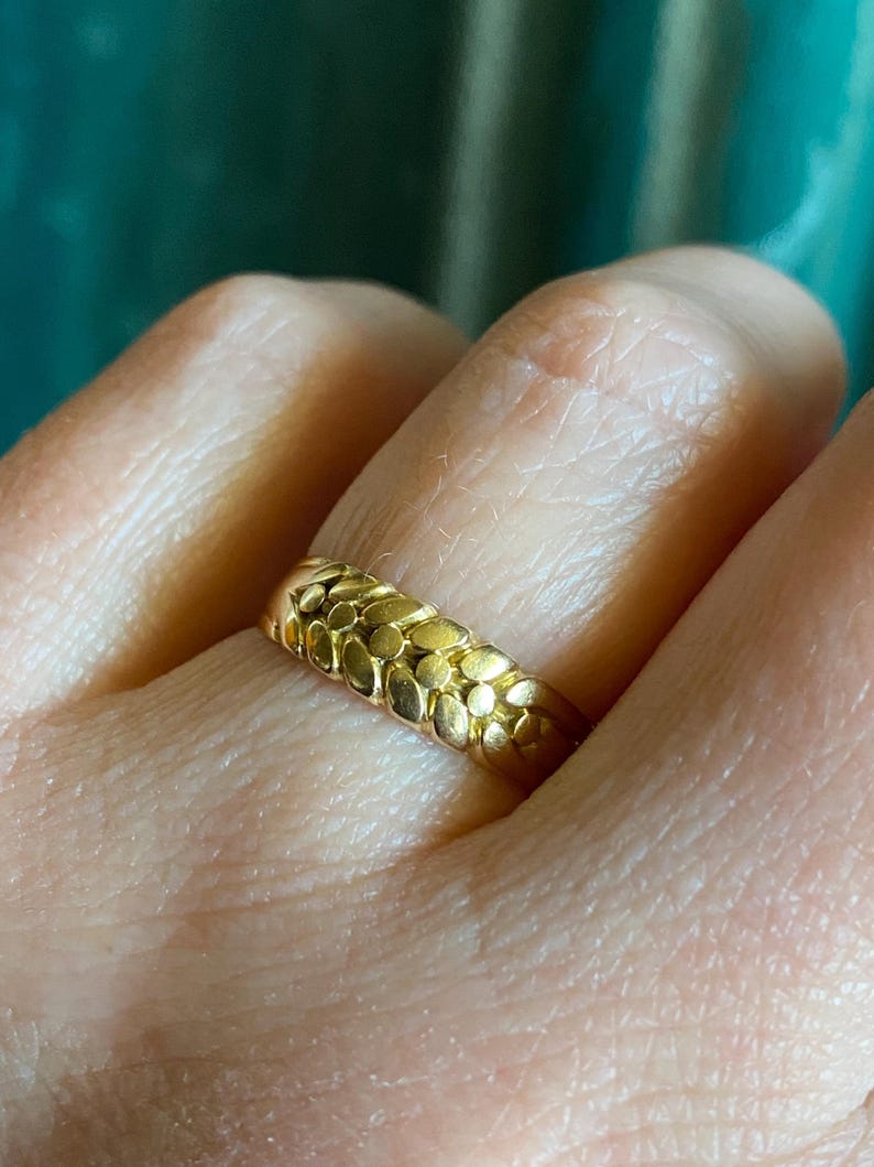 Antique English Victorian Wide 3-Strand Braided Keeper Ring with Full Birmingham Hallmarks in 18k Gold c. 1894, Stacking, Stackable, Band