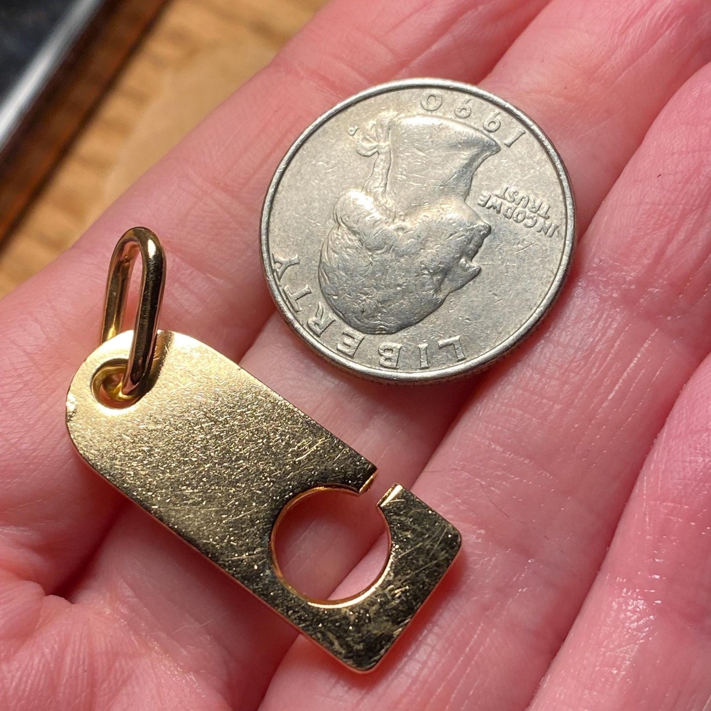 Vintage French Quirky & Huge Zipper Pendant in Solid 18k Gold with Hallmarks, Charm, One of a Kind, Eagle Head, 1970's, 1980's