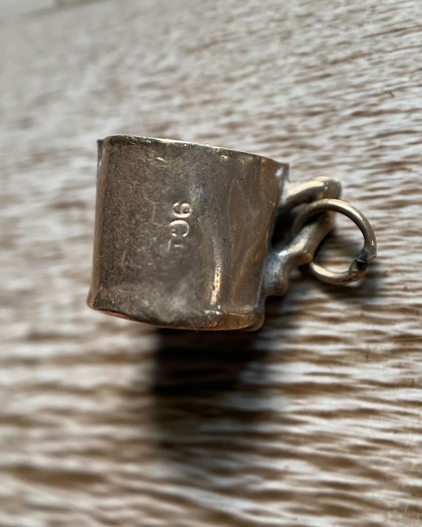 Vintage Mid-century English Miniature Tankard Charm in 9k Rose Gold c. 1960, Cup, Container, Figural, Three-Dimensional, Beer, Novelty, Pendant