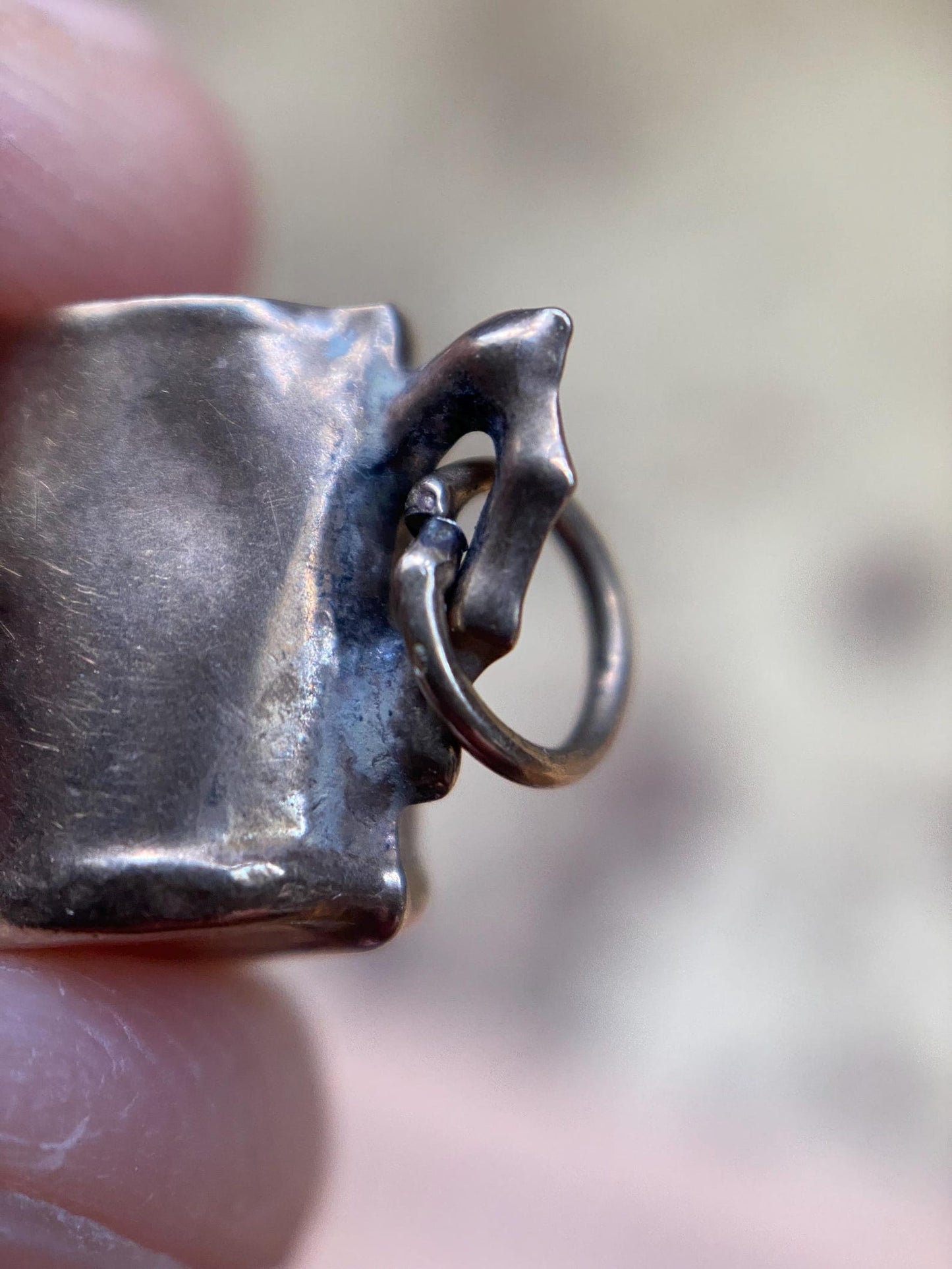 Vintage Mid-century English Miniature Tankard Charm in 9k Rose Gold c. 1960, Cup, Container, Figural, Three-Dimensional, Beer, Novelty, Pendant