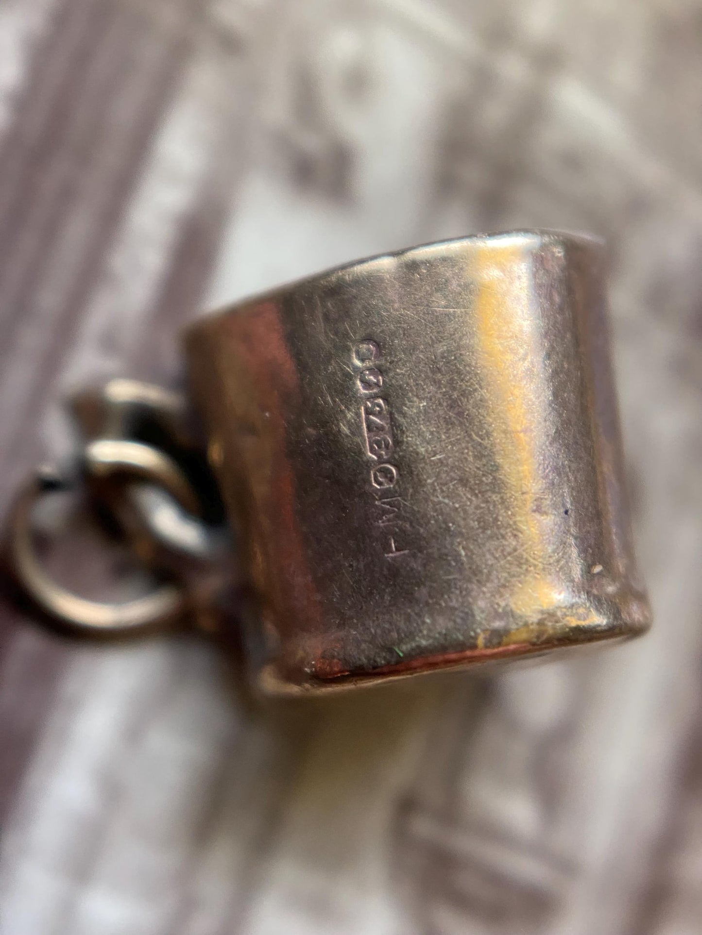 Vintage Mid-century English Miniature Tankard Charm in 9k Rose Gold c. 1960, Cup, Container, Figural, Three-Dimensional, Beer, Novelty, Pendant