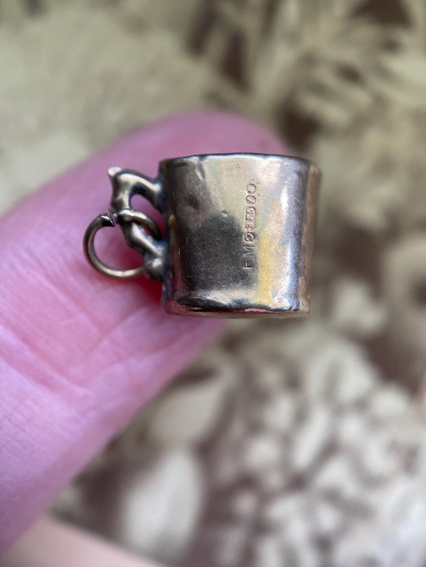 Vintage Mid-century English Miniature Tankard Charm in 9k Rose Gold c. 1960, Cup, Container, Figural, Three-Dimensional, Beer, Novelty, Pendant