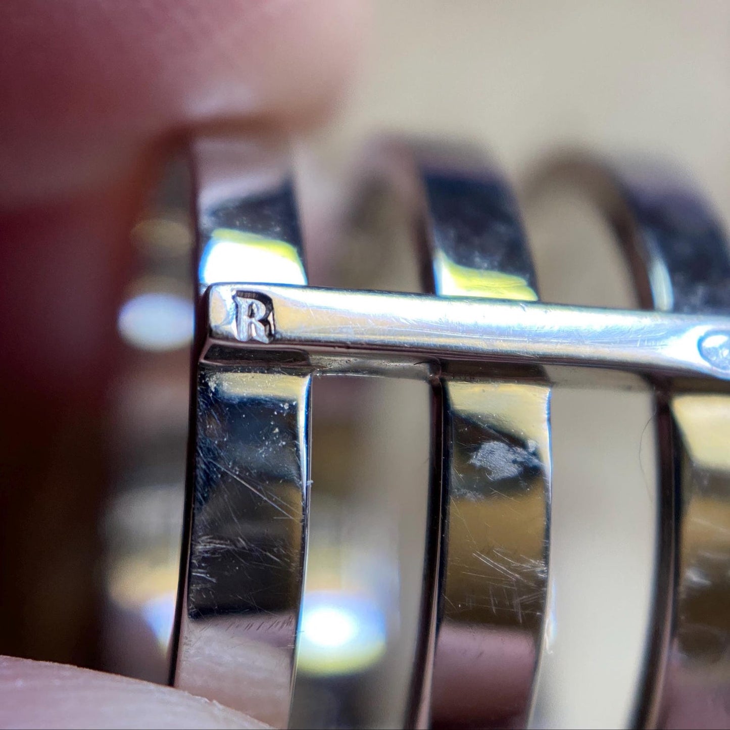 Estate Carlo Repossi Minimalist "Berbere" Triple Row Ring in 18k White Gold c. 2010, Italian, Multi-Band, Designer, Floating, Harem, Original