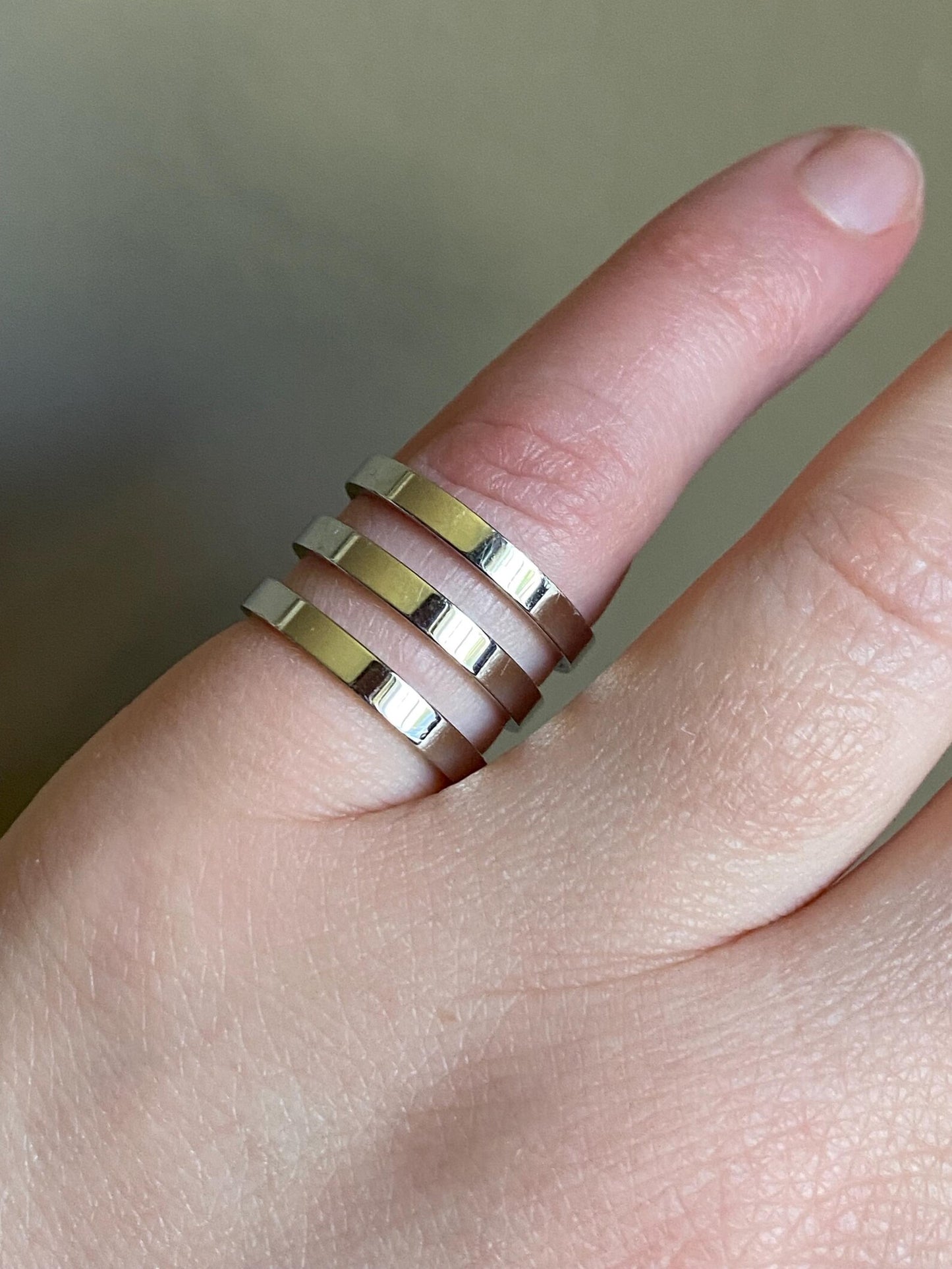 Estate Carlo Repossi Minimalist "Berbere" Triple Row Ring in 18k White Gold c. 2010, Italian, Multi-Band, Designer, Floating, Harem, Original