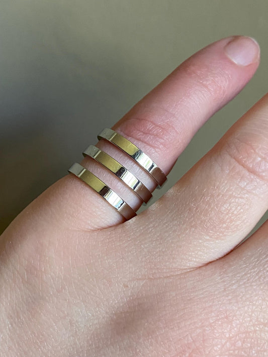 Estate Carlo Repossi Minimalist "Berbere" Triple Row Ring in 18k White Gold c. 2010, Italian, Multi-Band, Designer, Floating, Harem, Original