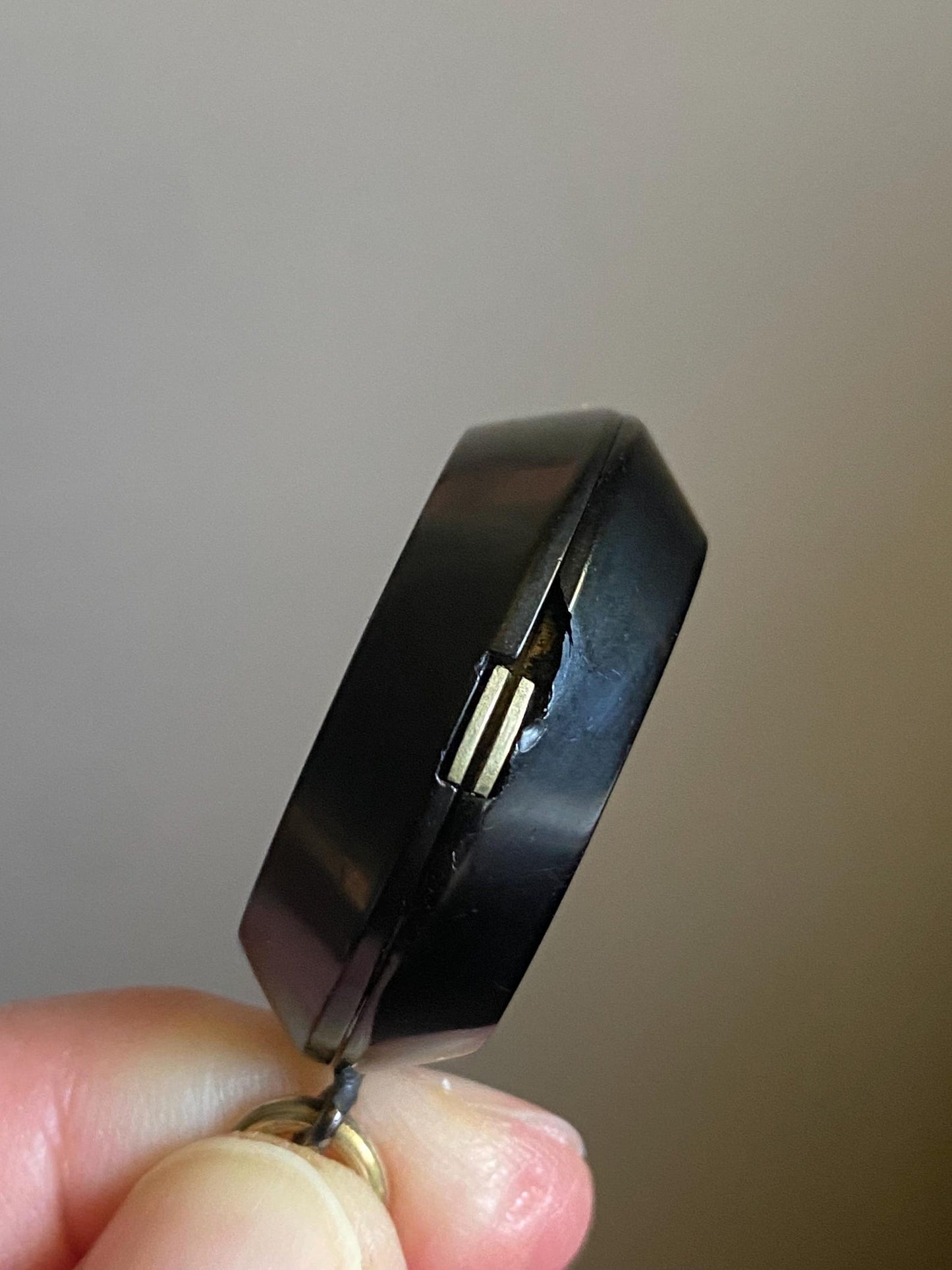 Antique Victorian Carved Jet Double Sided Mourning Locket with Etched Shield and Scalloped Frame Motifs, Pendant, Necklace, 1800's, Memorial, Memento Mori