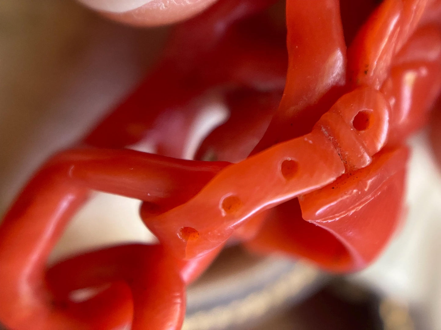 Antique Victorian Italian Fisherman's Basket Pendant of a Single Hand-Carved Piece of Coral Branch c. 1870, Cornicello, Fish, Charm, Lucky, 1800's