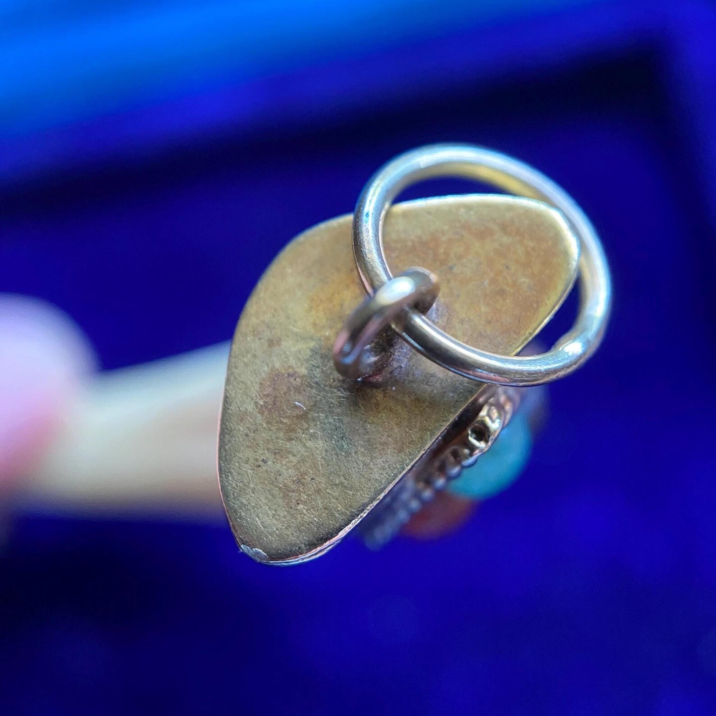 Antique Victorian Animal Tusk Amulet Pendant with Glass Jewel Cabochons in 14k Gold, Hunting Trophy, Talisman, Naturalist, Tooth, Claw, Fang