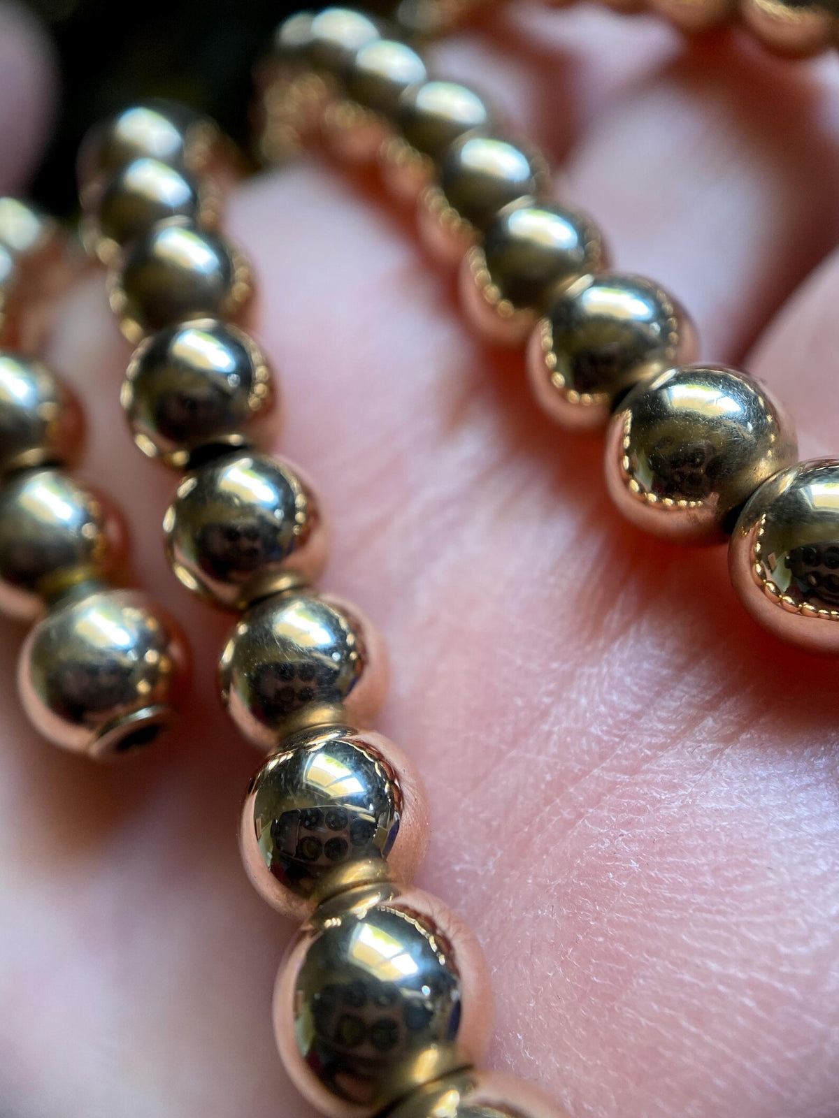 Antique Victorian Floating Gold Bead Chain Choker Necklace in 14k Gold c. 1900, Art Deco, Beaded, Minimalist, Vintage, Single Strand, Ball