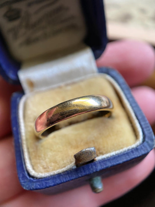 Vintage Plain Stackable Thick Donut Wedding Ring Band in Solid 18k Yellow Gold, Stacking, Midcentury, Art Deco, Eternity, Medium, Rounded