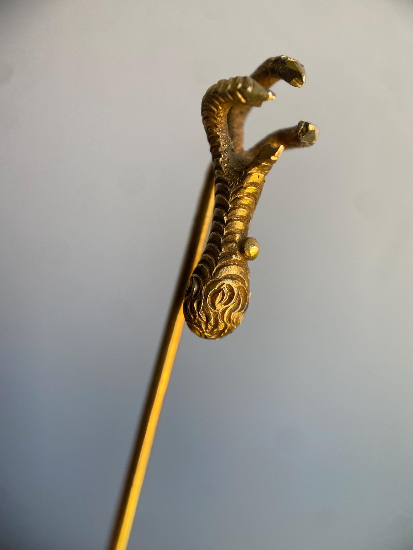 Antique Victorian French Heavy & Fine Solid High Karat Eagle's Talon Stick Pin 18k Gold with Hallmarks c. 1900, Bird, Animal, Brooch, Charm