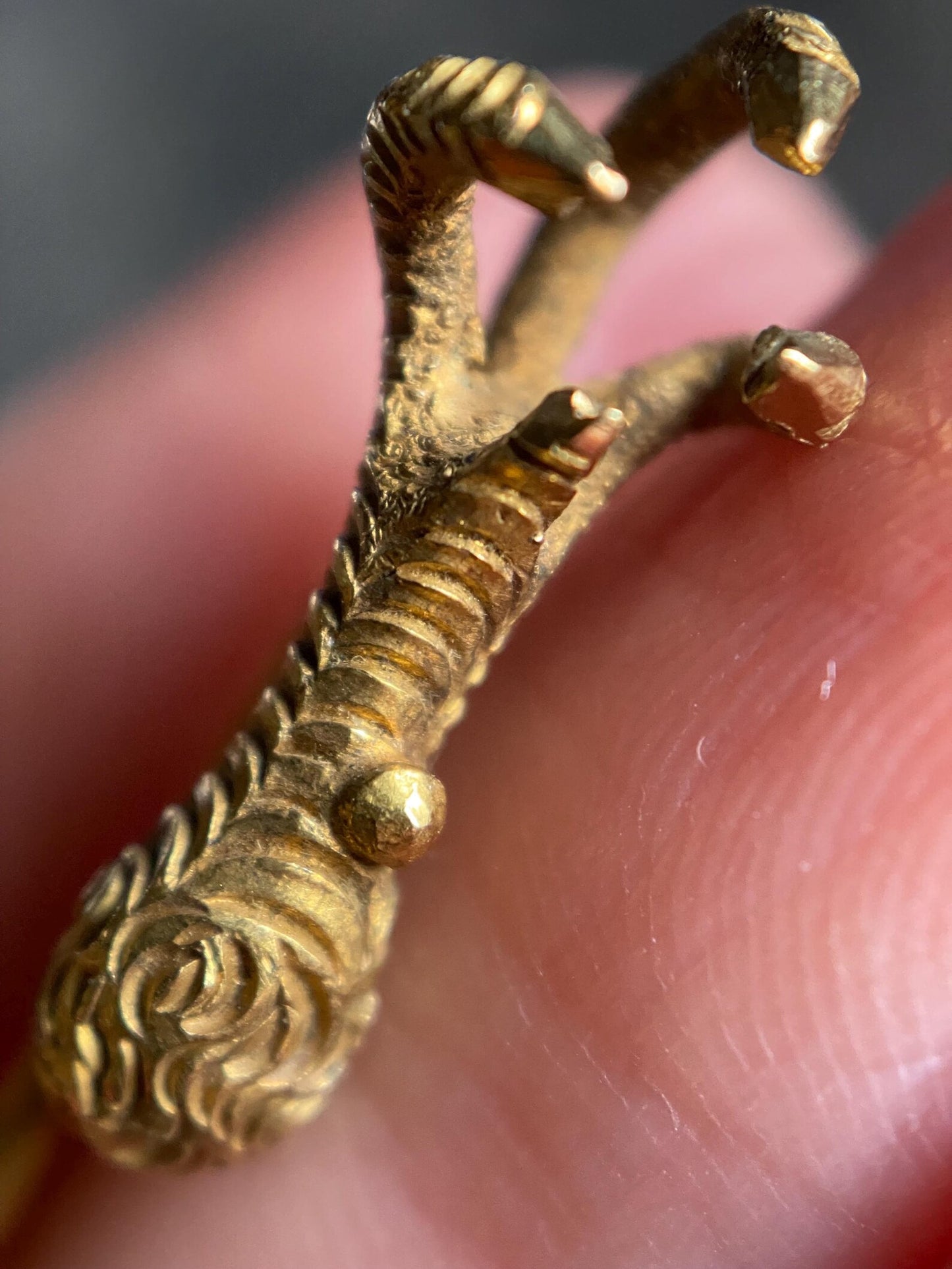 Antique Victorian French Heavy & Fine Solid High Karat Eagle's Talon Stick Pin 18k Gold with Hallmarks c. 1900, Bird, Animal, Brooch, Charm