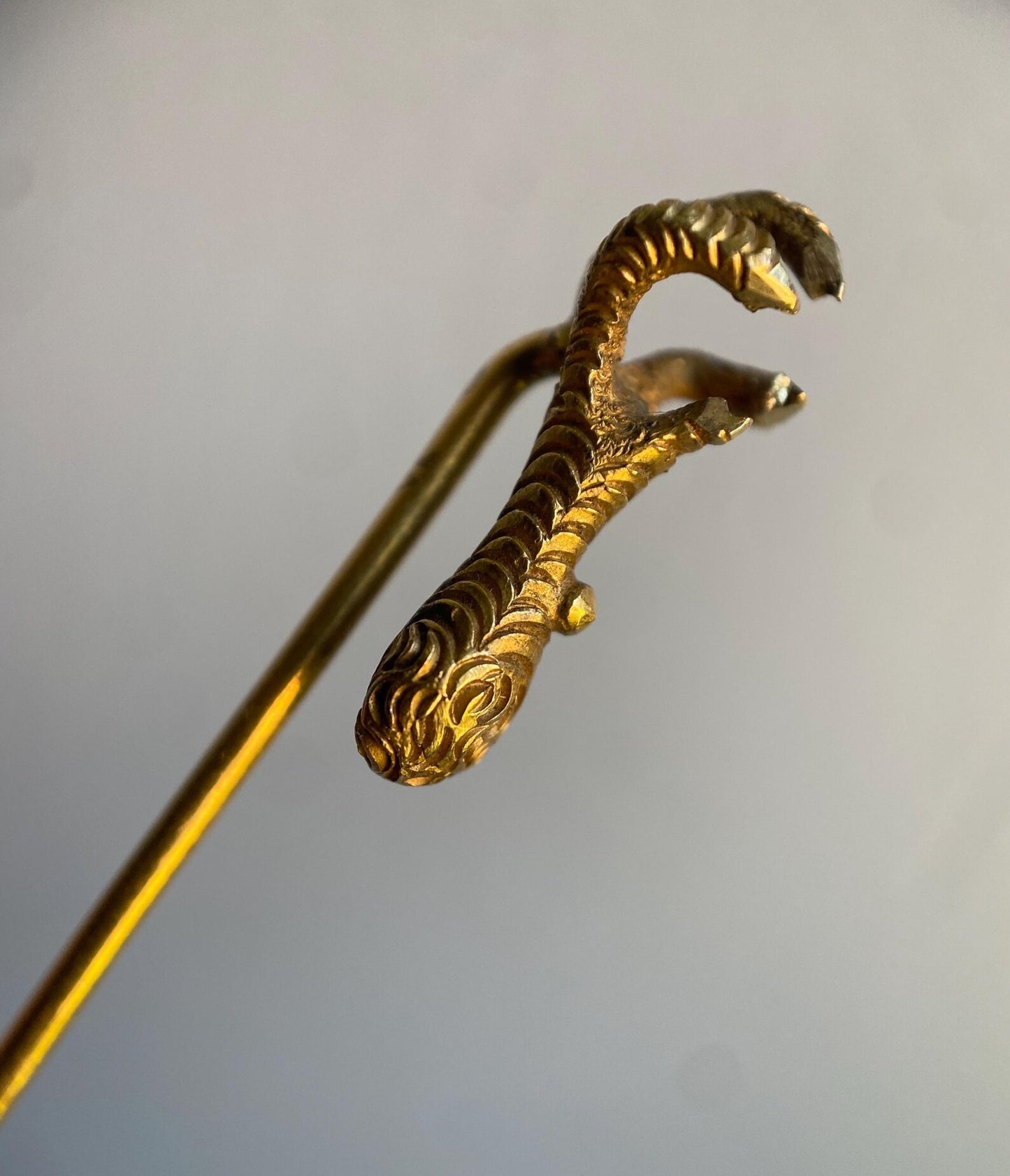 Antique Victorian French Heavy & Fine Solid High Karat Eagle's Talon Stick Pin 18k Gold with Hallmarks c. 1900, Bird, Animal, Brooch, Charm