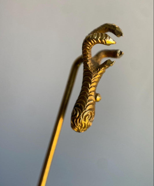 Antique Victorian French Heavy & Fine Solid High Karat Eagle's Talon Stick Pin 18k Gold with Hallmarks c. 1900, Bird, Animal, Brooch, Charm