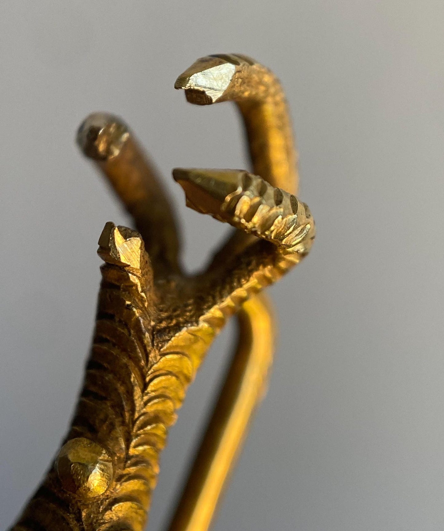Antique Victorian French Heavy & Fine Solid High Karat Eagle's Talon Stick Pin 18k Gold with Hallmarks c. 1900, Bird, Animal, Brooch, Charm