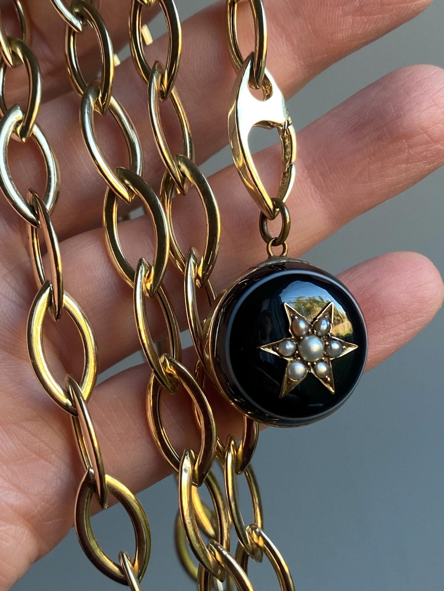 Vintage Long Lozenge Shaped Links Sautoir Chain w/ Hidden Lobster Clasp in 14k Gold, Semi Solid, Versatile, Layering, Long Guard, Layer