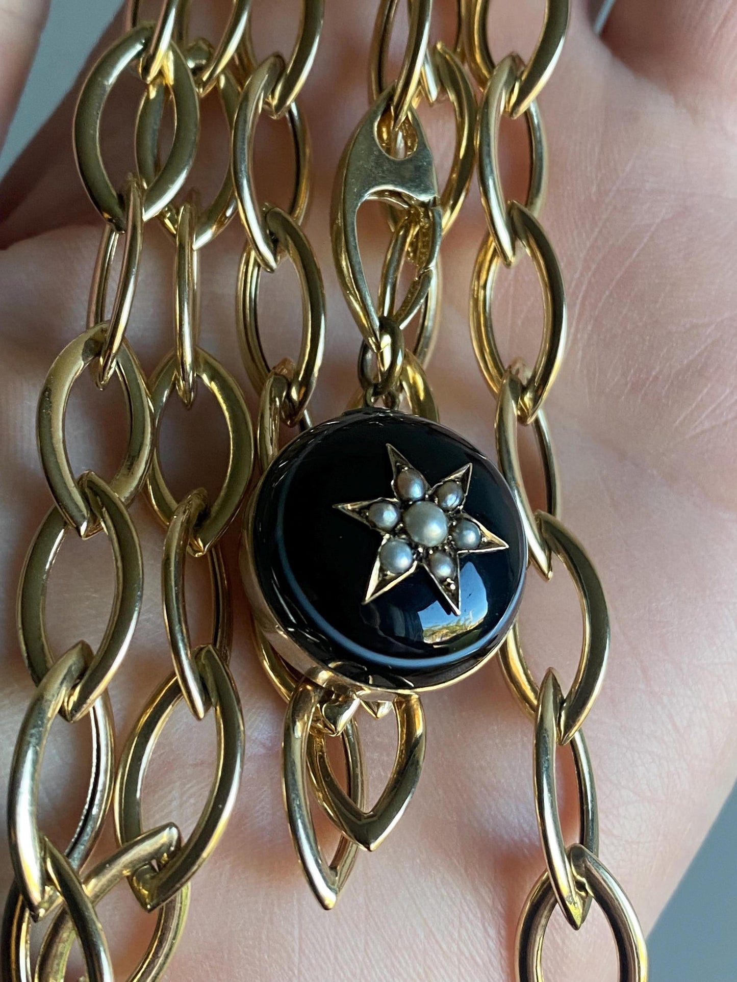 Vintage Long Lozenge Shaped Links Sautoir Chain w/ Hidden Lobster Clasp in 14k Gold, Semi Solid, Versatile, Layering, Long Guard, Layer