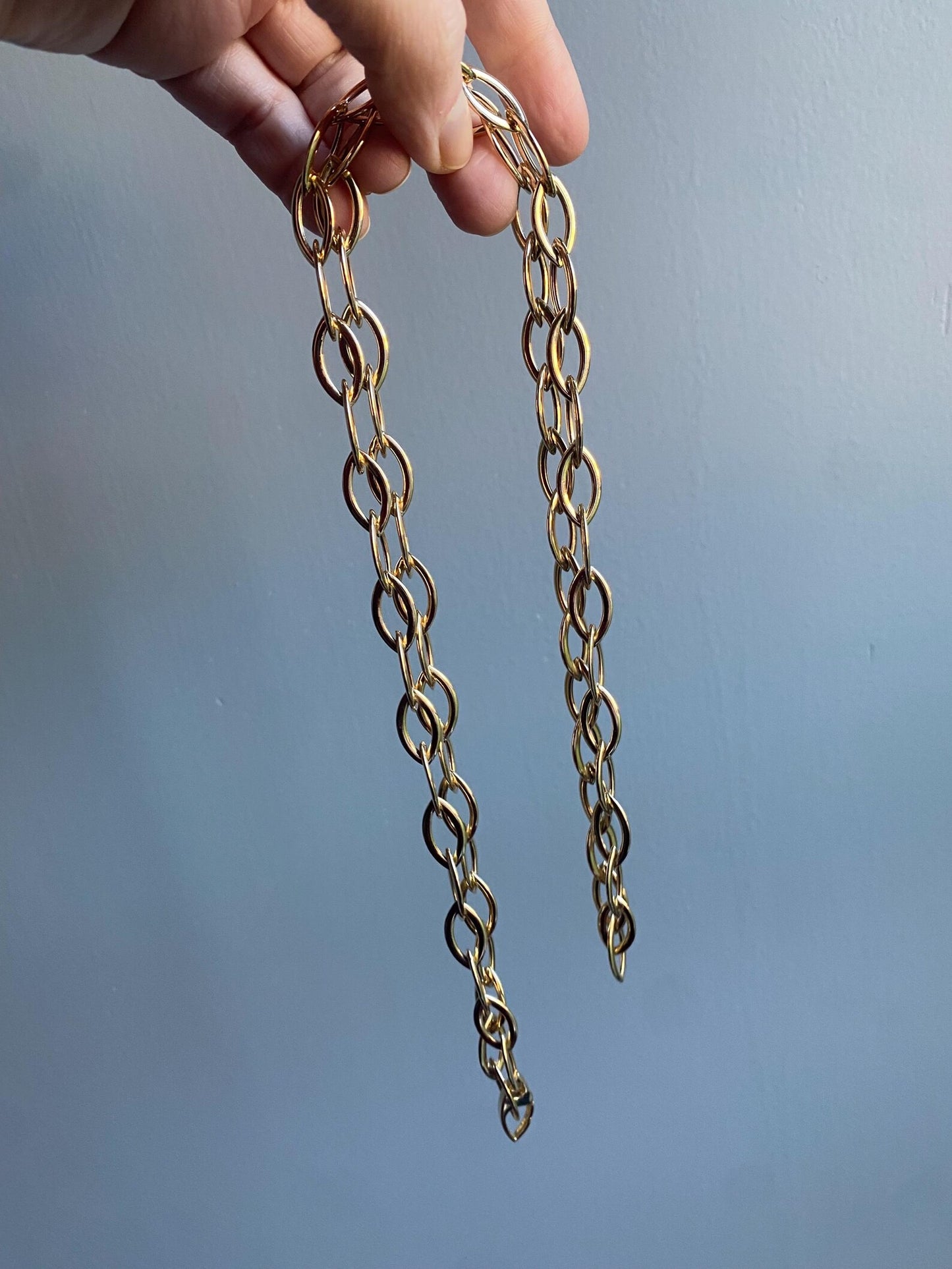 Vintage Long Lozenge Shaped Links Sautoir Chain w/ Hidden Lobster Clasp in 14k Gold, Semi Solid, Versatile, Layering, Long Guard, Layer