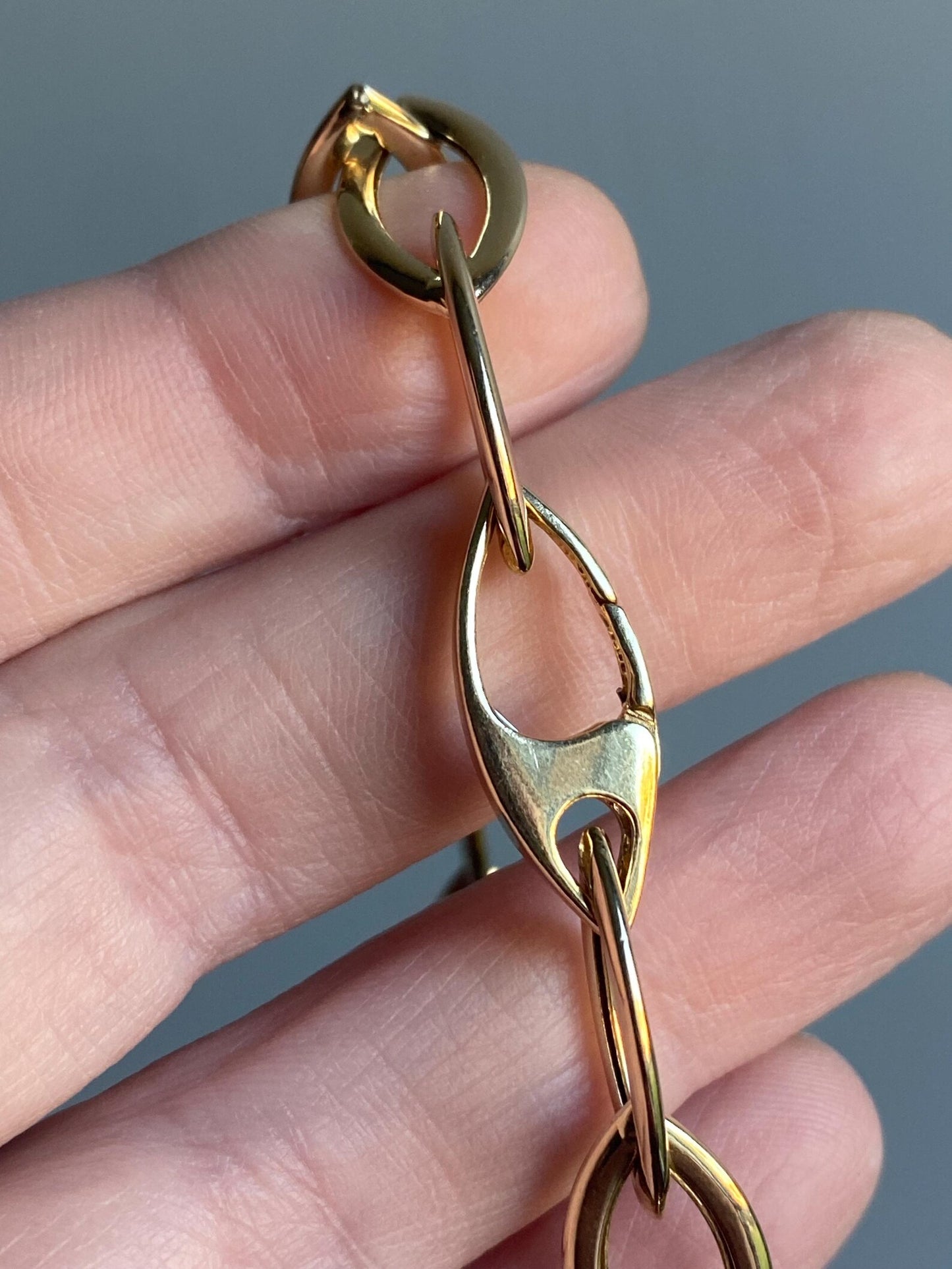 Vintage Long Lozenge Shaped Links Sautoir Chain w/ Hidden Lobster Clasp in 14k Gold, Semi Solid, Versatile, Layering, Long Guard, Layer