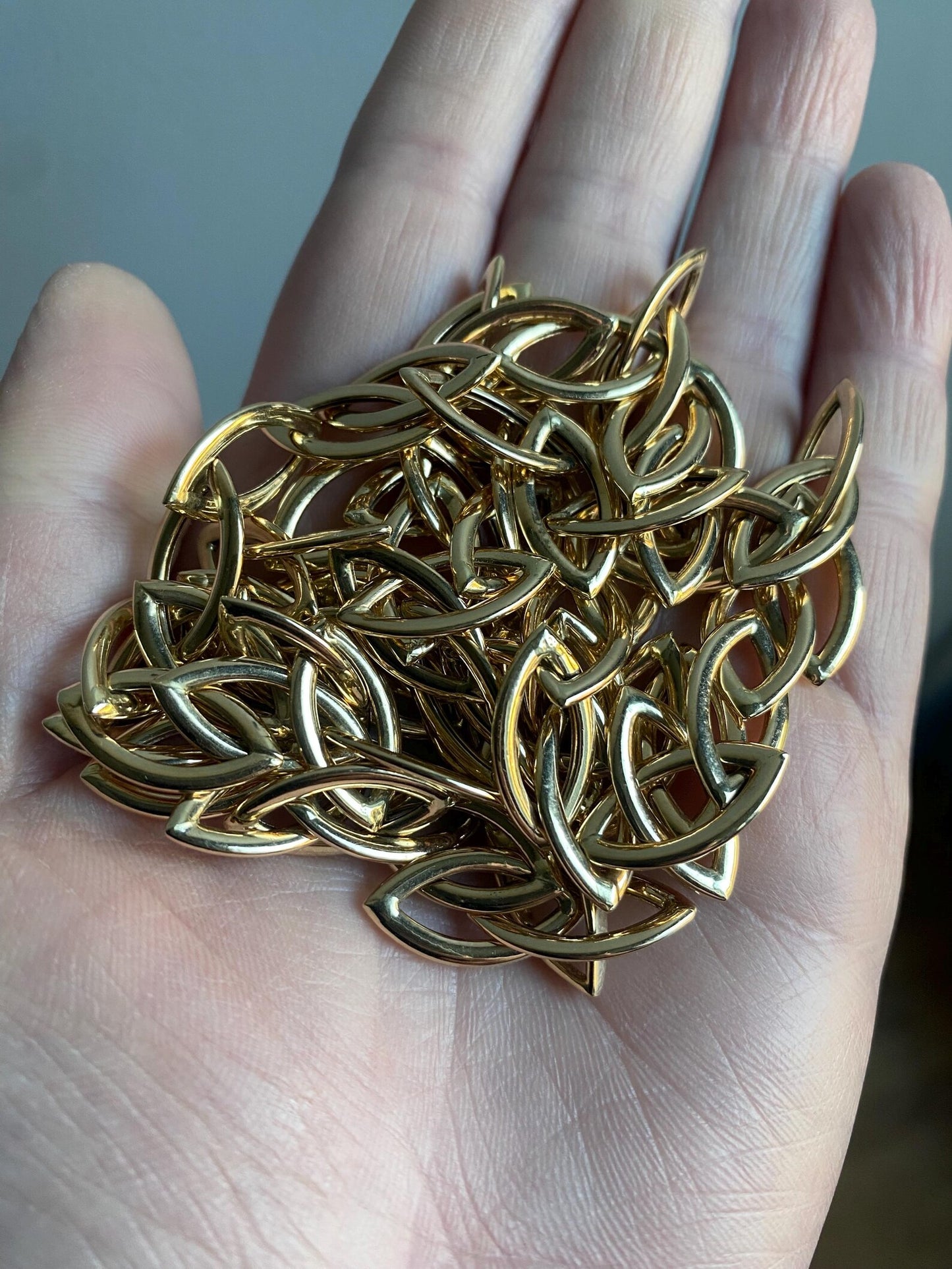 Vintage Long Lozenge Shaped Links Sautoir Chain w/ Hidden Lobster Clasp in 14k Gold, Semi Solid, Versatile, Layering, Long Guard, Layer
