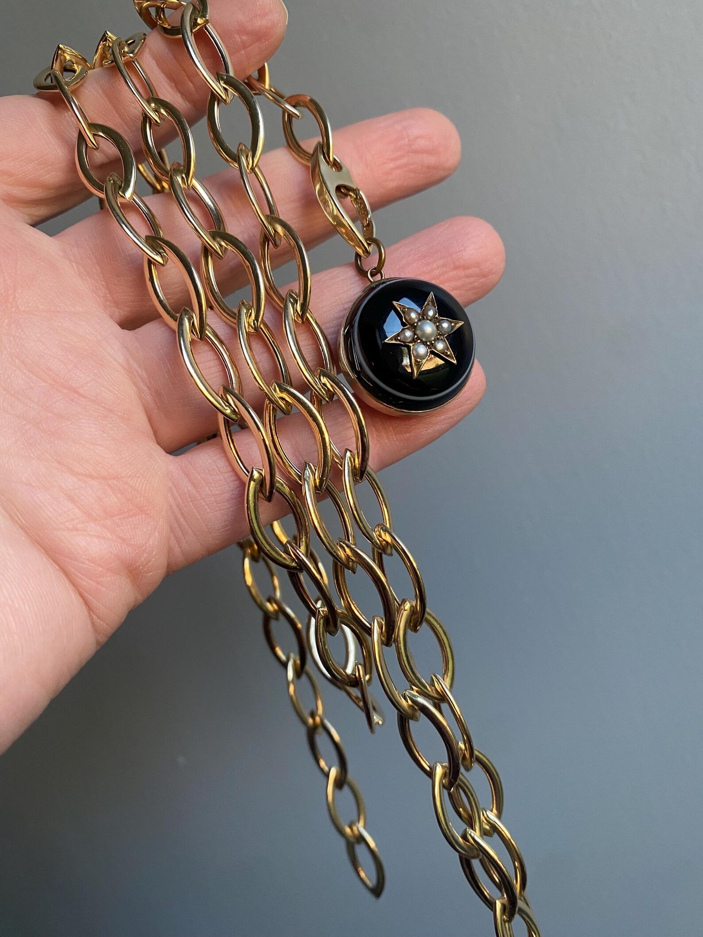 Vintage Long Lozenge Shaped Links Sautoir Chain w/ Hidden Lobster Clasp in 14k Gold, Semi Solid, Versatile, Layering, Long Guard, Layer