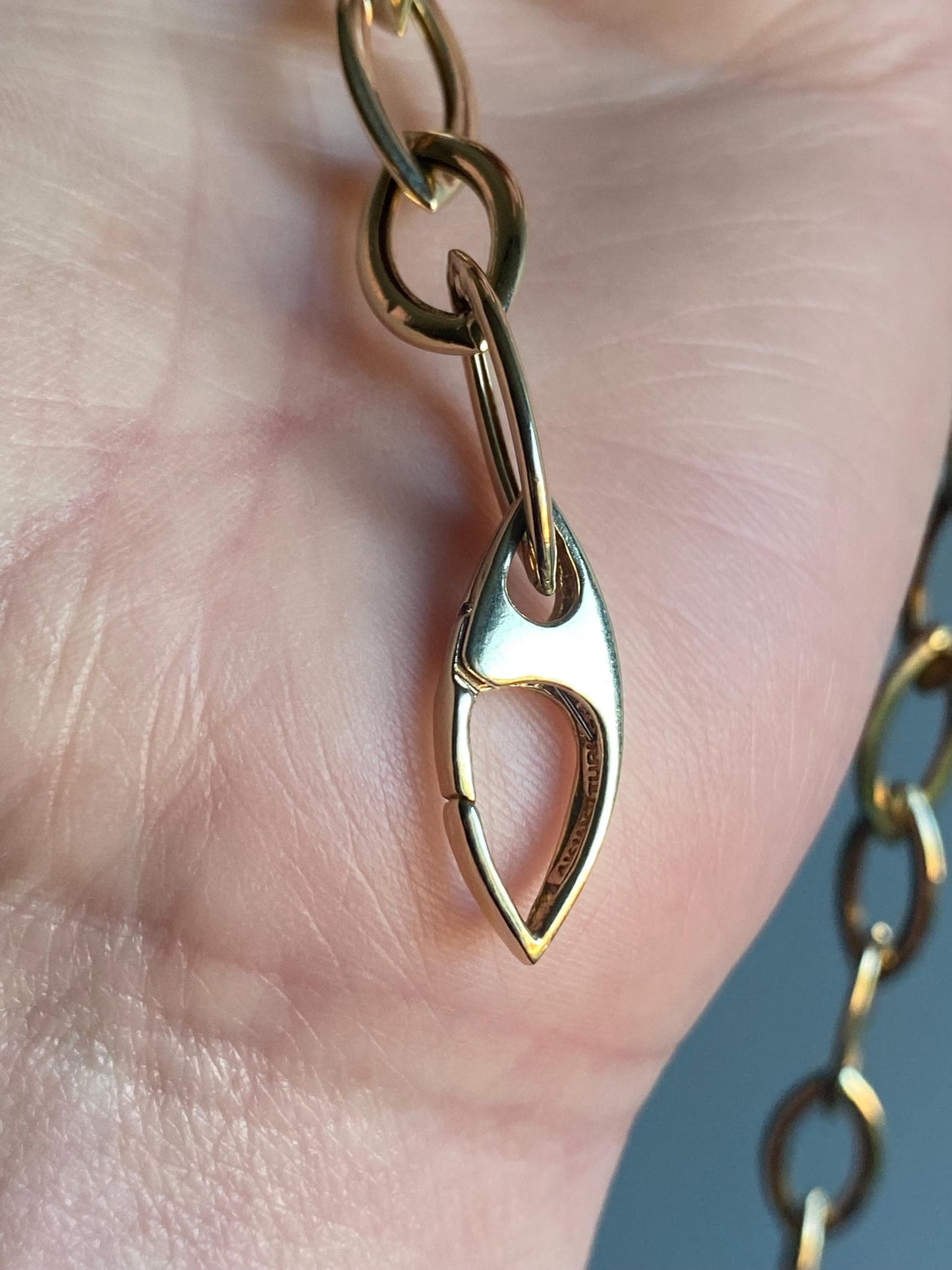 Vintage Long Lozenge Shaped Links Sautoir Chain w/ Hidden Lobster Clasp in 14k Gold, Semi Solid, Versatile, Layering, Long Guard, Layer