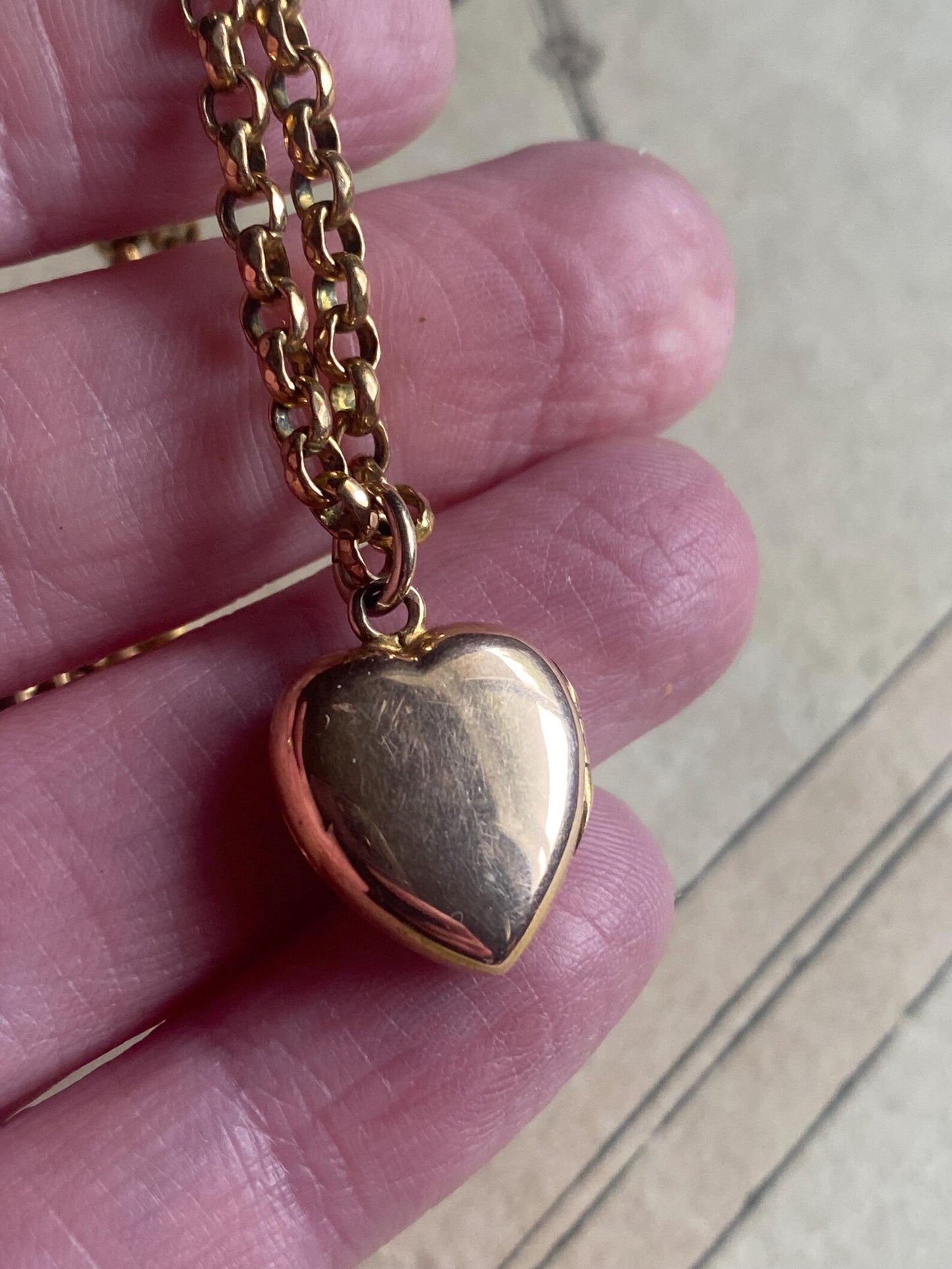 Antique Victorian Petite Puffy Heart Locket with Duo of Diamonds & Duo of Turquoise Cabochons in Peachy Rose Gold, Pendant, Charm, 1800's