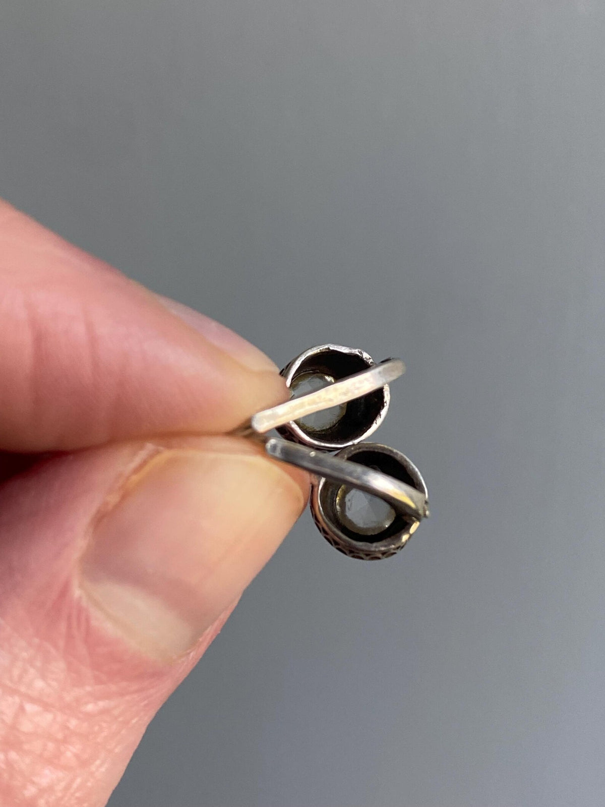 Antique Victorian Collet Set Diamond Paste Dormeuse Sleeper Hoop Earrings in Silver, Huggie, Huggy, Drop, Dangle, Front Close, 19th Century