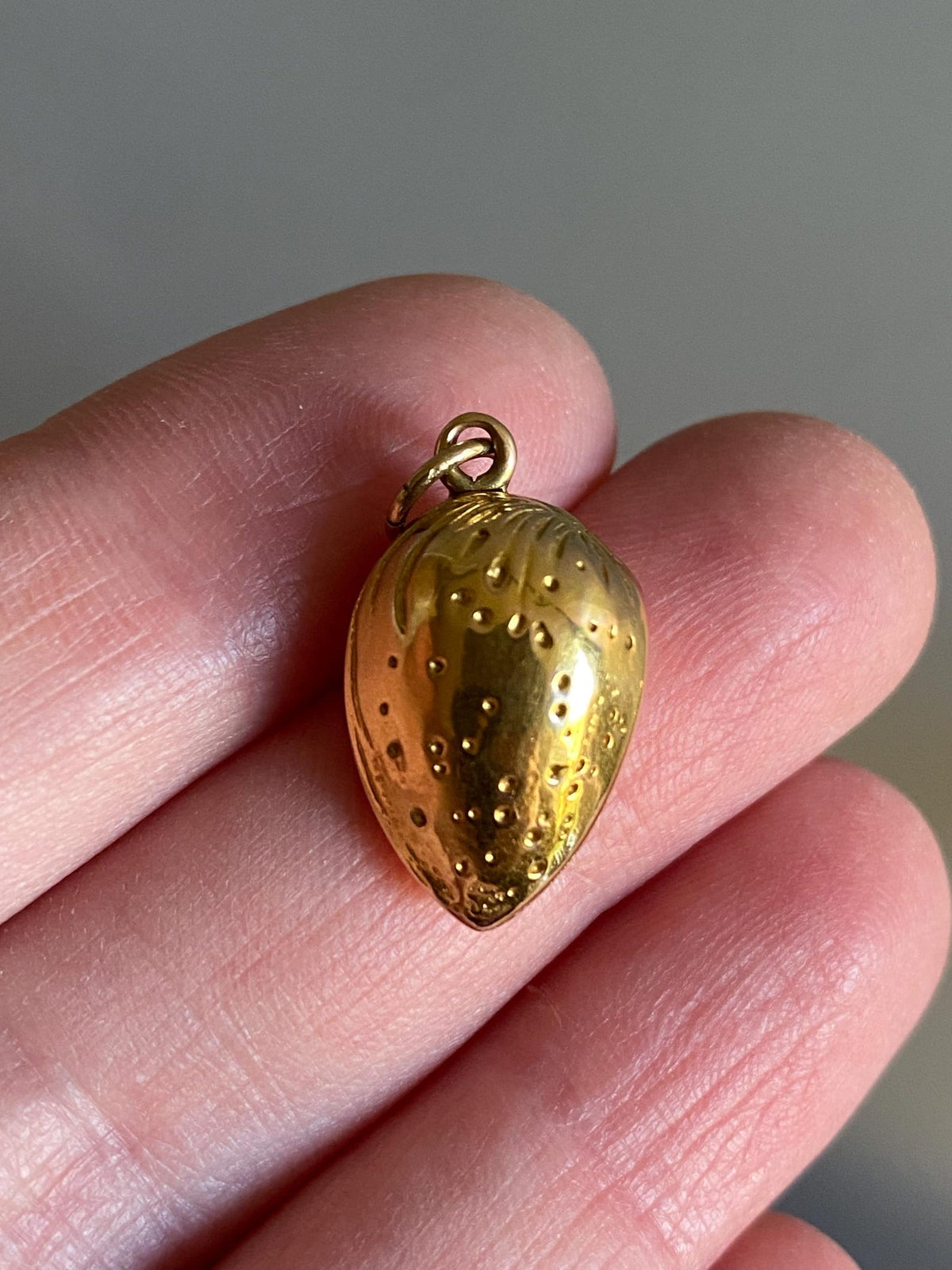 Antique Victorian French Hyper Realistic & Scarce Almond Locket Pendant with Duo of "Seeds" Within in 18k Gold, Nut, Charm, 19th Cen, 1800's