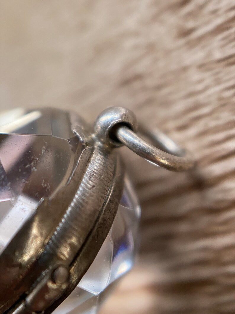 Antique Victorian Faceted Rock Crystal Locket in Silver c. 1890, Pool of Light, Quartz, 1800's, Pendant, Charm, Pools of Light, Orb, Quartz