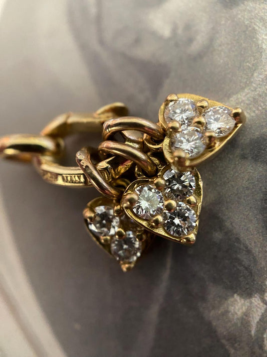 Estate Diamond Set Heart Micro Charms in 18k Gold, .2-.3 Carats, Vintage, Pendants, Gift, Dainty, Multiple, Earrings, Tiny Jewelry, Petite