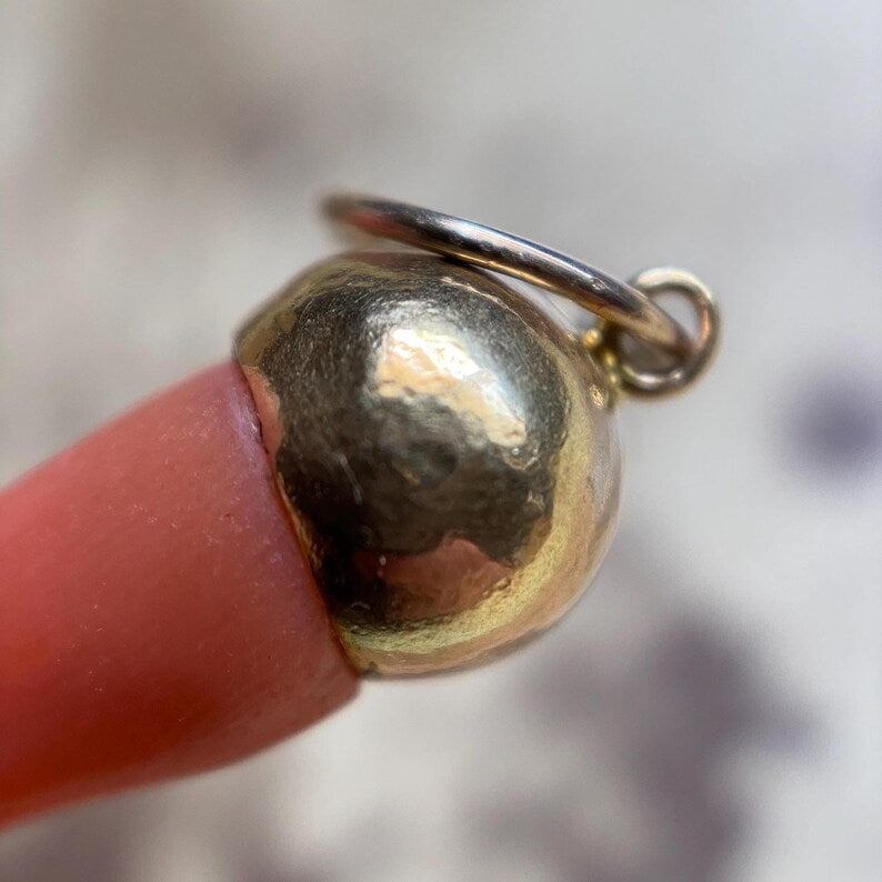 Antique Victorian Salmon Pink Mano Figa Fist Pendant w/ Articulated Charm Connector Capped in 18k Gold, Hand, Good Luck, Grand Tour, Evil Eye