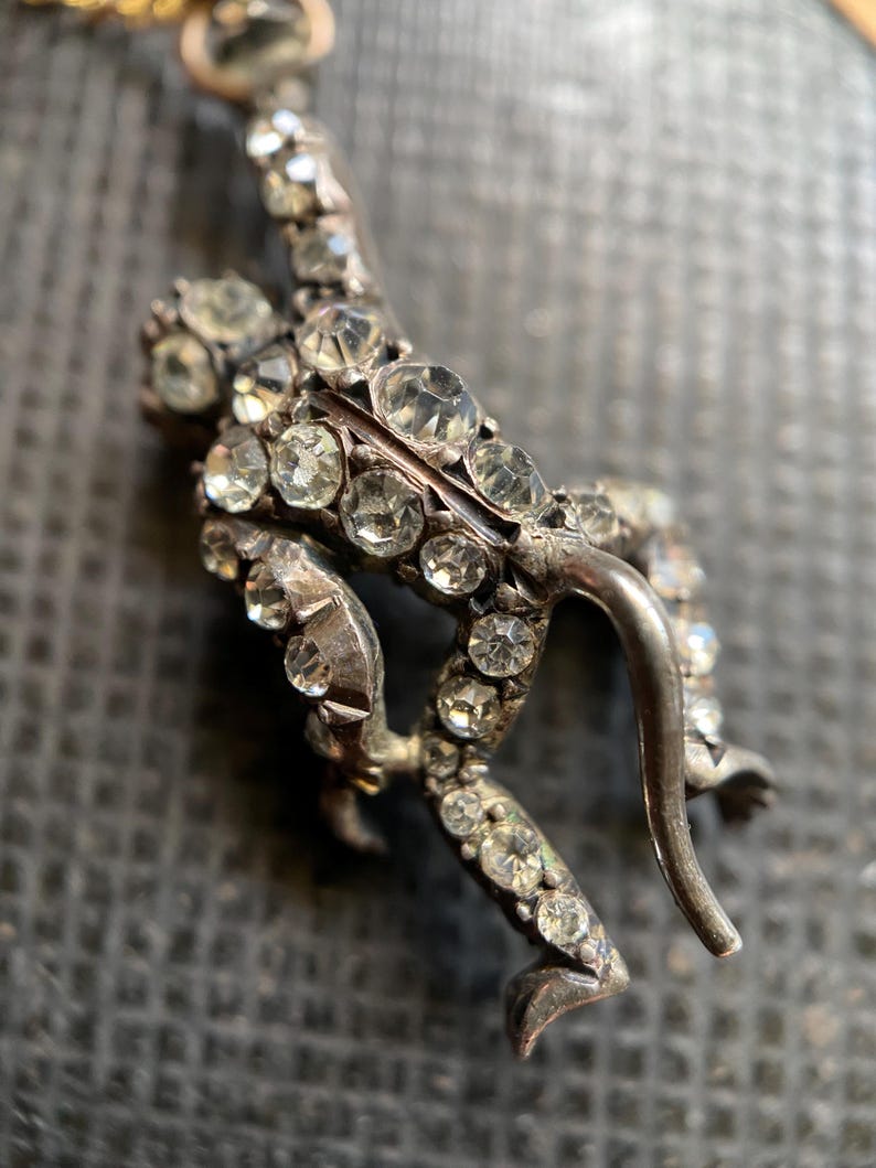 Antique Edwardian Pair of Playful Monkeys Bar Brooch Set with "Diamond" Paste Rounds & Faux Pearls in Silver, Figural, Art Deco, Pin, 1900's