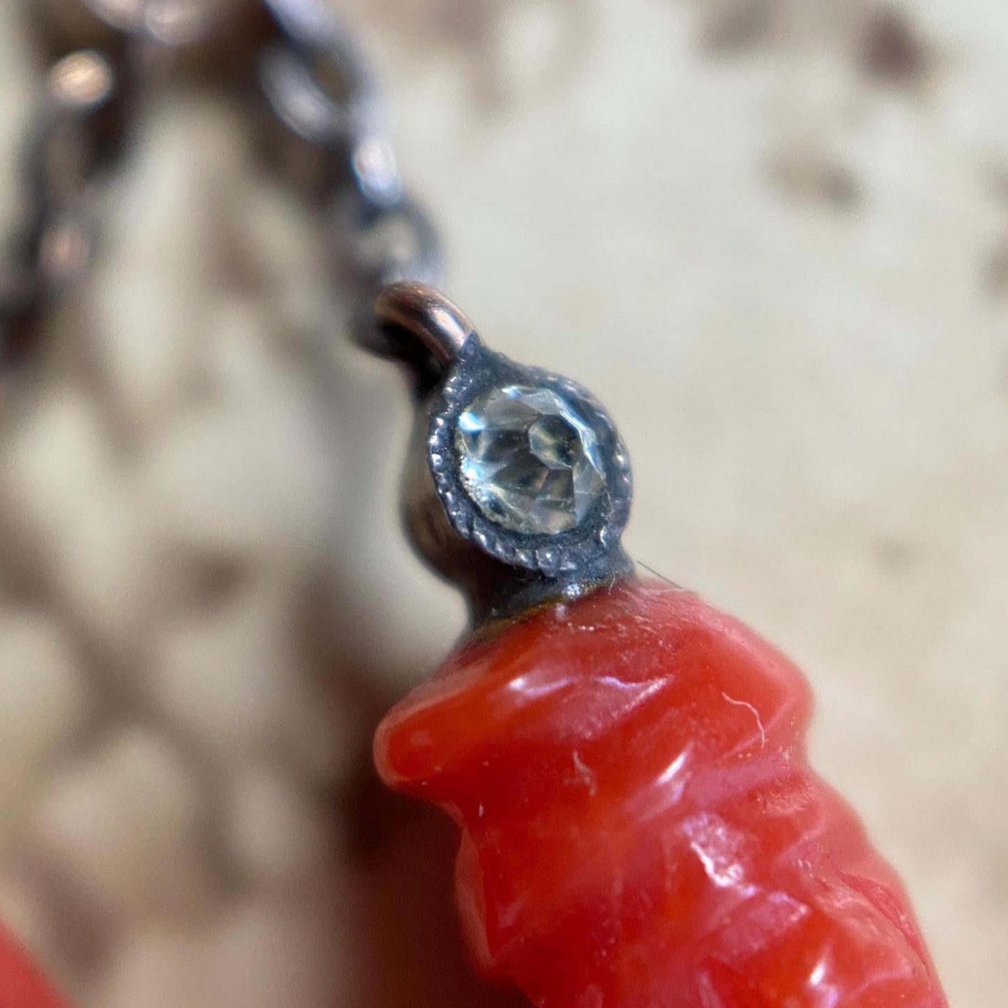 Antique Victorian Carved Coral Good Luck Charm Duo with Pig, Il Gobbo & Tiny Round Gem in Silver and 14k Gold, Hunchback, Grand Tour, Pendant, Italian