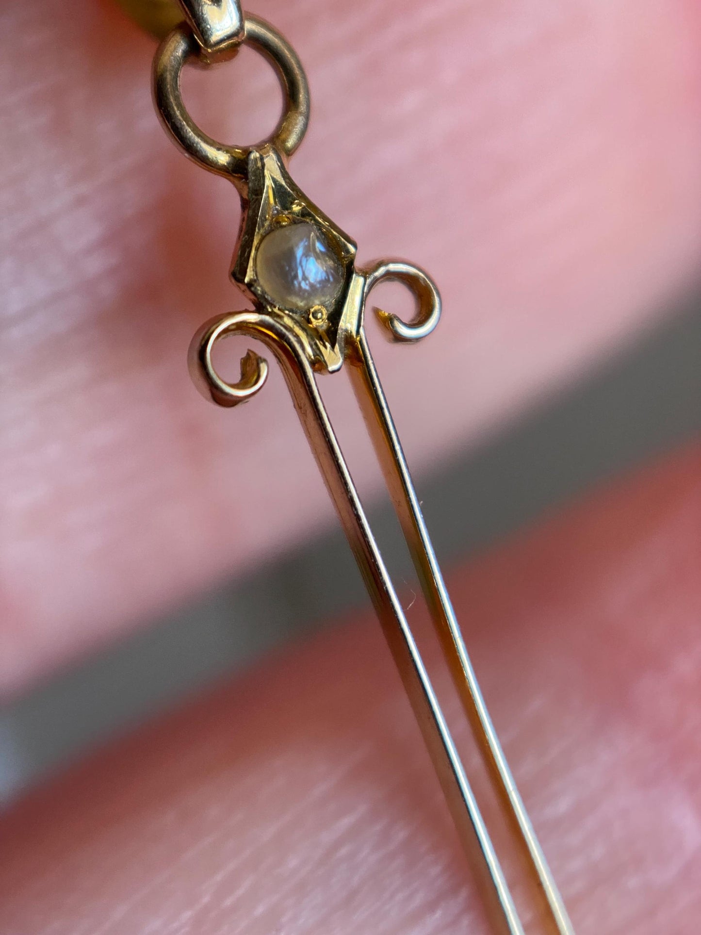 Antique Edwardian Round Amethyst Paste Target Lavalier Pendant with Pearls & Buttercream Yellow Enamel in 10k Gold, Dangle, Necklace, Victorian, Drop