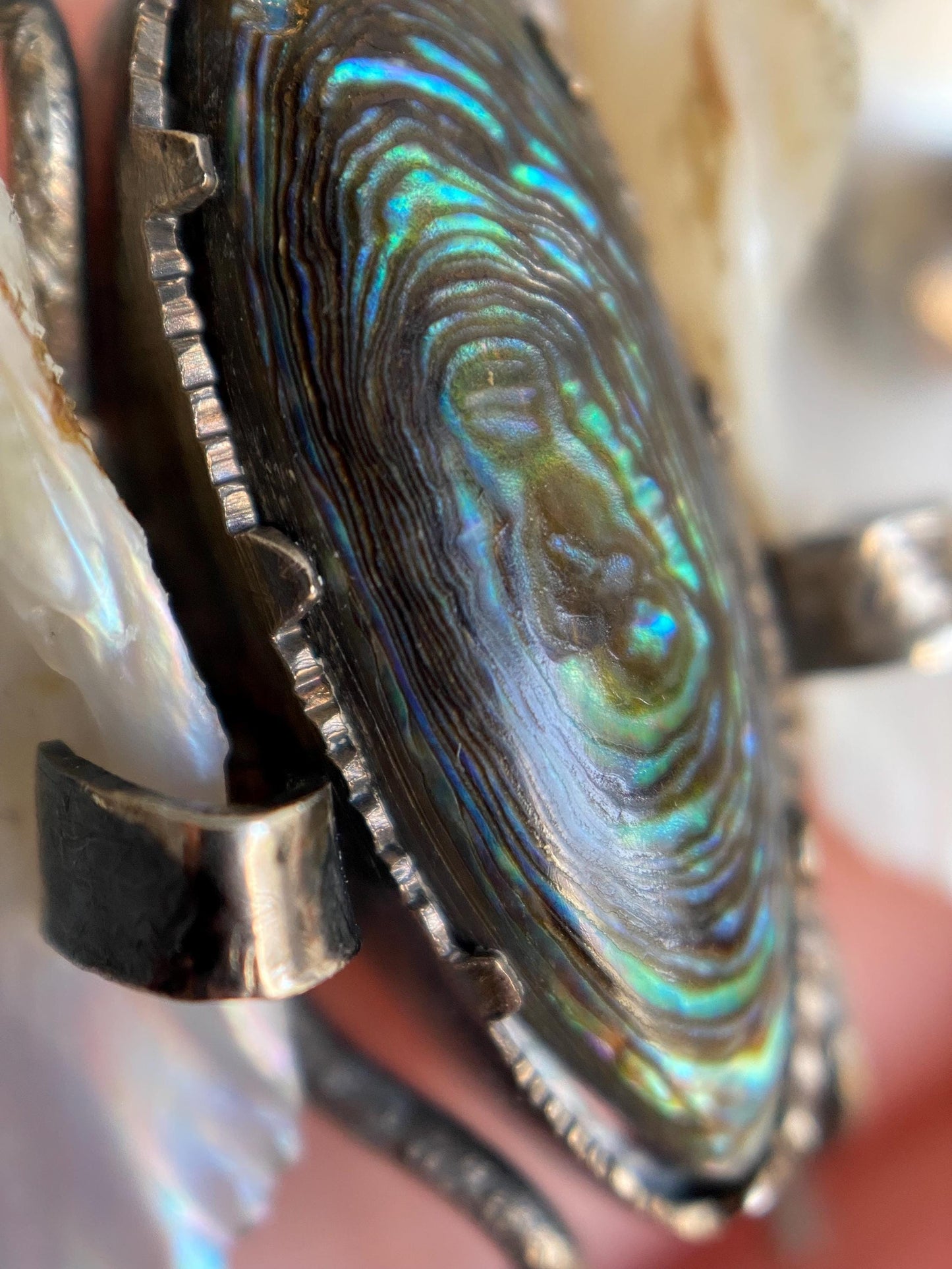 Antique Arts & Crafts Naturalistic Shell and Abalone Butterfly Pin in Silver, Rustic, Folk, Edwardian, Victorian, Art Deco, Pin, Insect, Bug