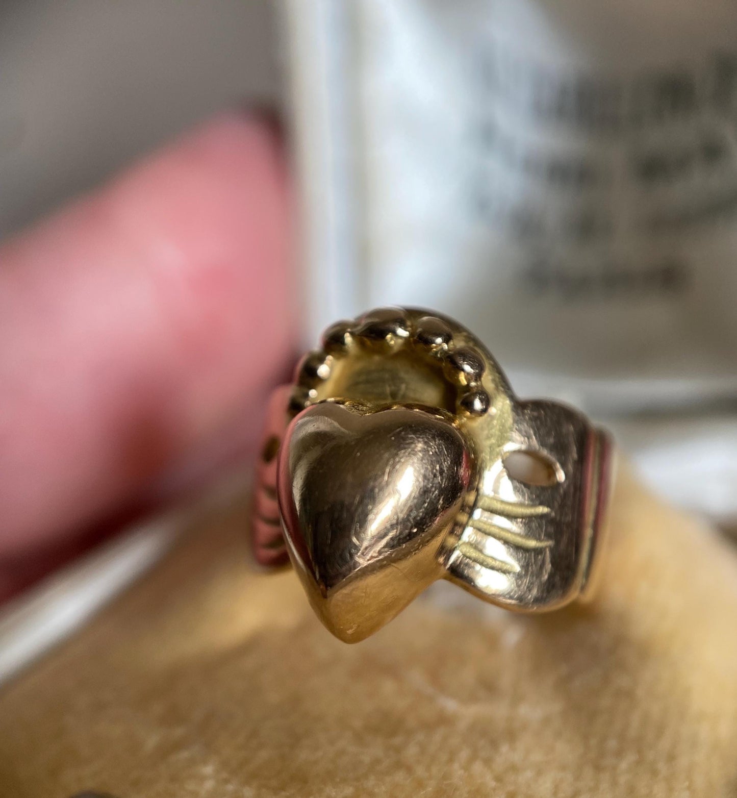 Antique 19th Century French Provincial Wide High Karat Crowned Heart & Hands Fede Ring 18k Gold, Engagement, Bague de Foi, Regional, Wedding, Claddagh, Love Token