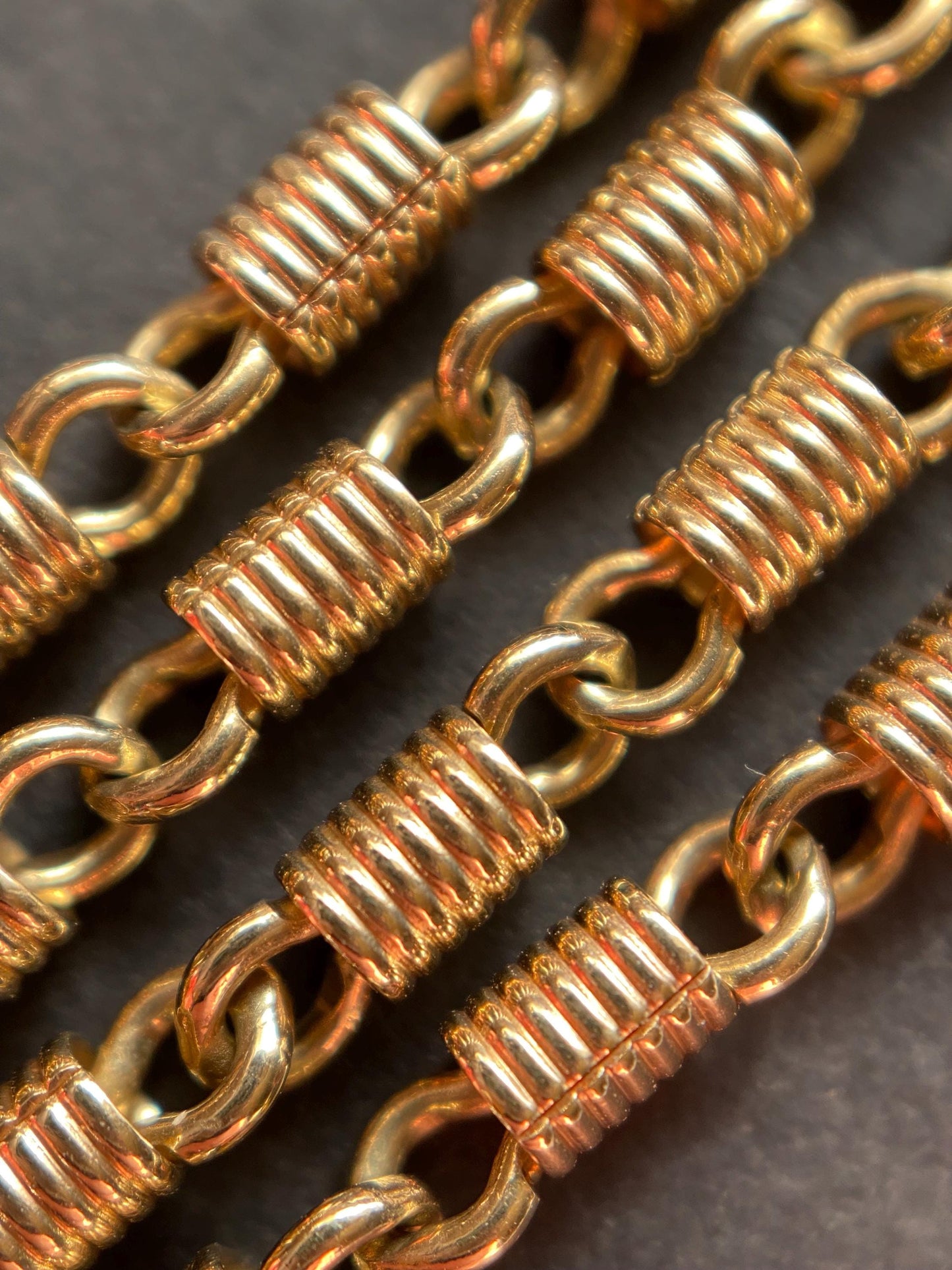 Vintage Industrialist Hardware Wire Wrapped Figure Eight Spiral Coil Fancy Link Chain in 18k Gold, Necklace, Minimalist, Knot, Lobster Clasp