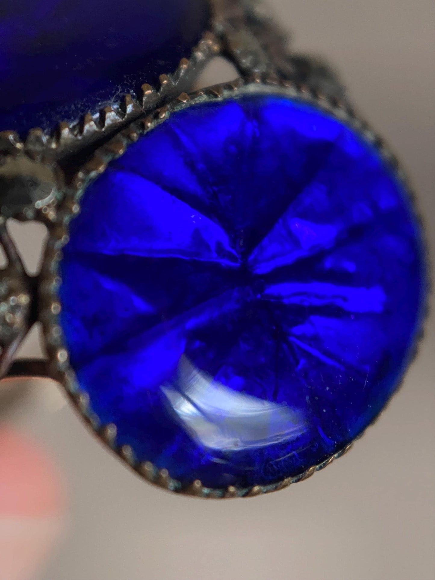 Antique 18th Century Queen Anne Midnight Blue Sapphire Paste Ring Conversion in Gold c. 1750, Earring, Sawtooth, Rare, Cobalt, Royal