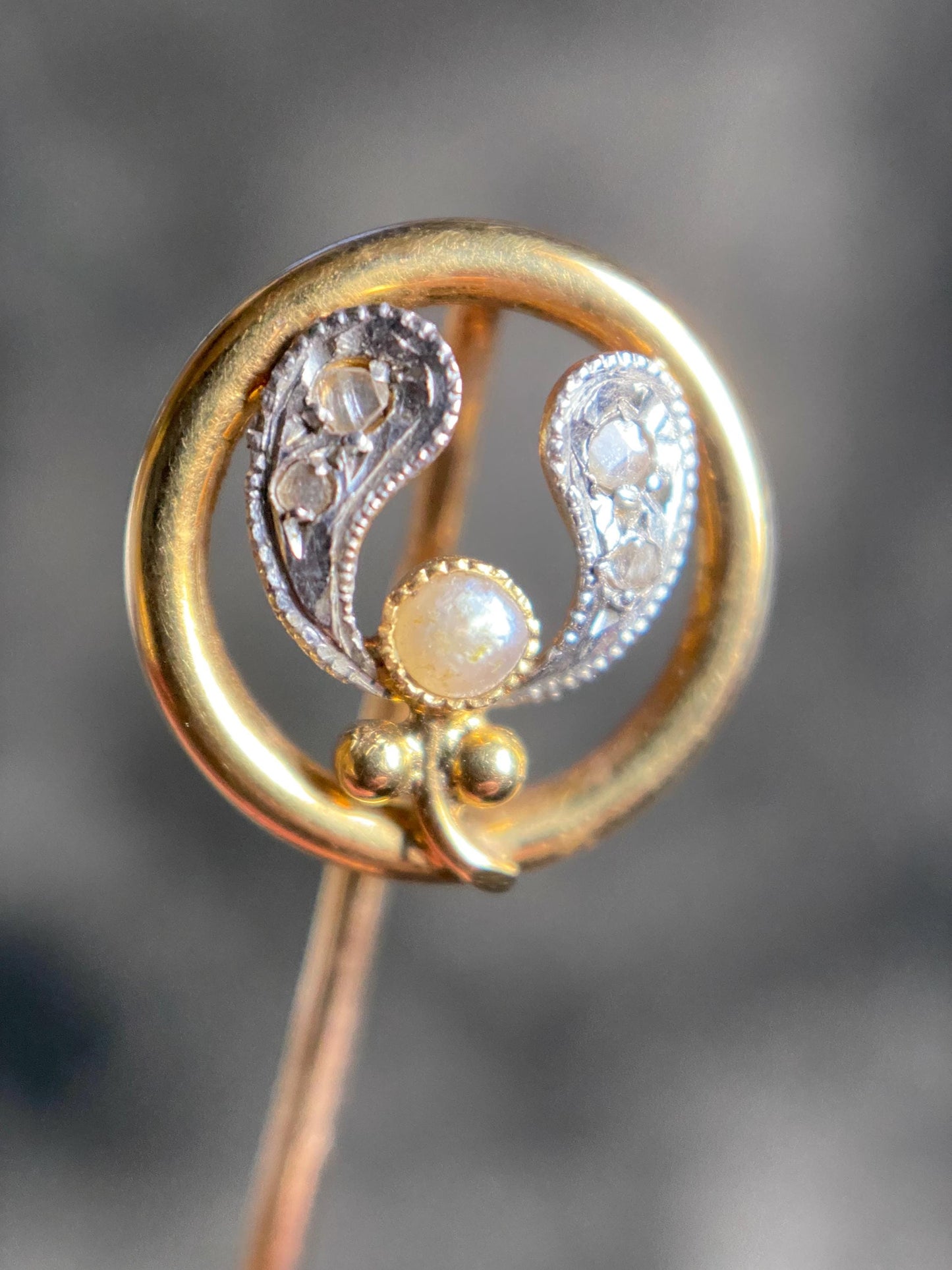 Antique Edwardian Art Nouveau Flowing Openwork Mixed Metals Mistletoe w/ Silver Diamond Leaves & Half Pearl Berry 18k Gold c. 1900, Flowers