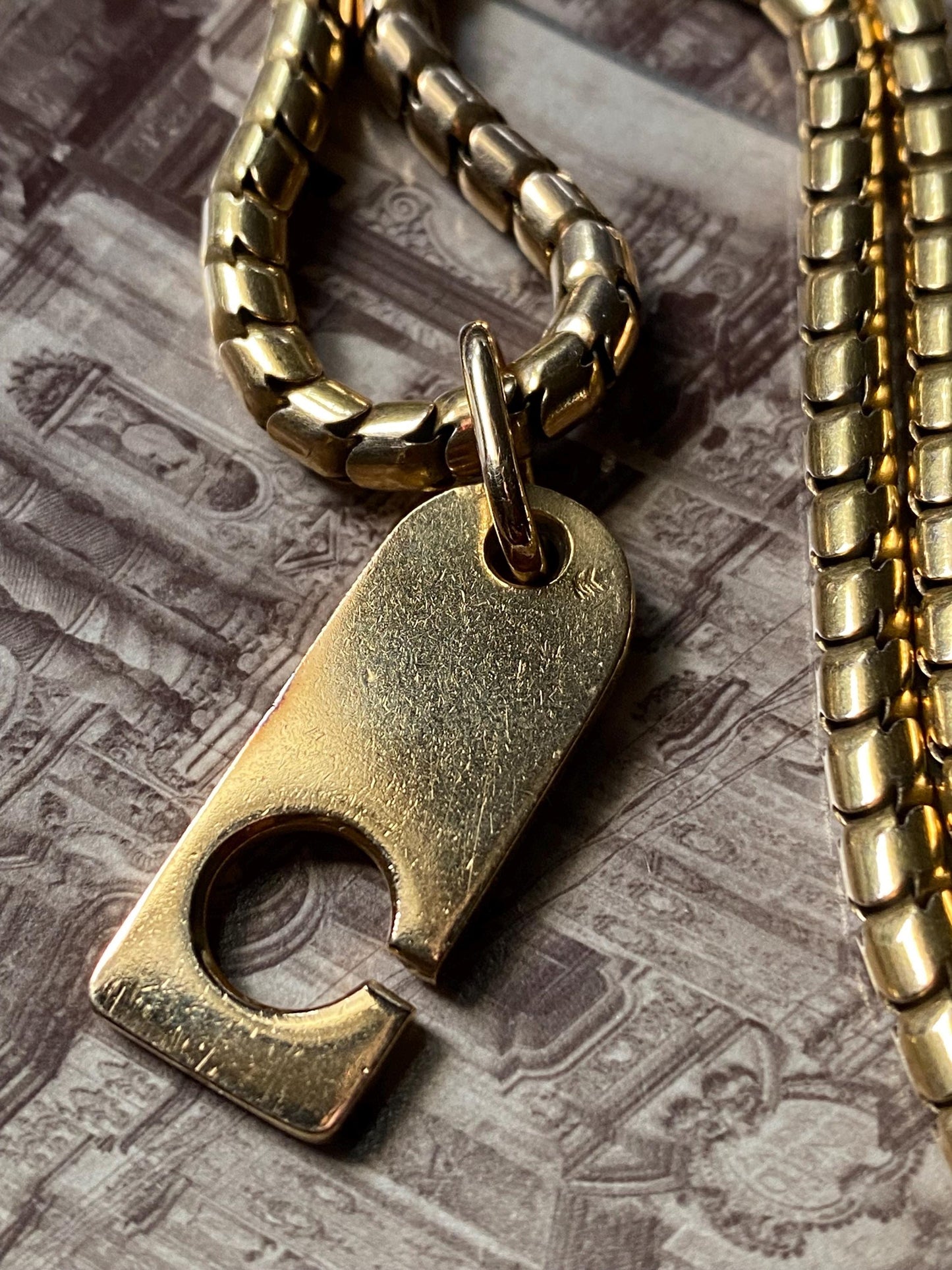 Vintage French Quirky & Huge Zipper Pendant in Solid 18k Gold with Hallmarks, Charm, One of a Kind, Eagle Head, 1970's, 1980's